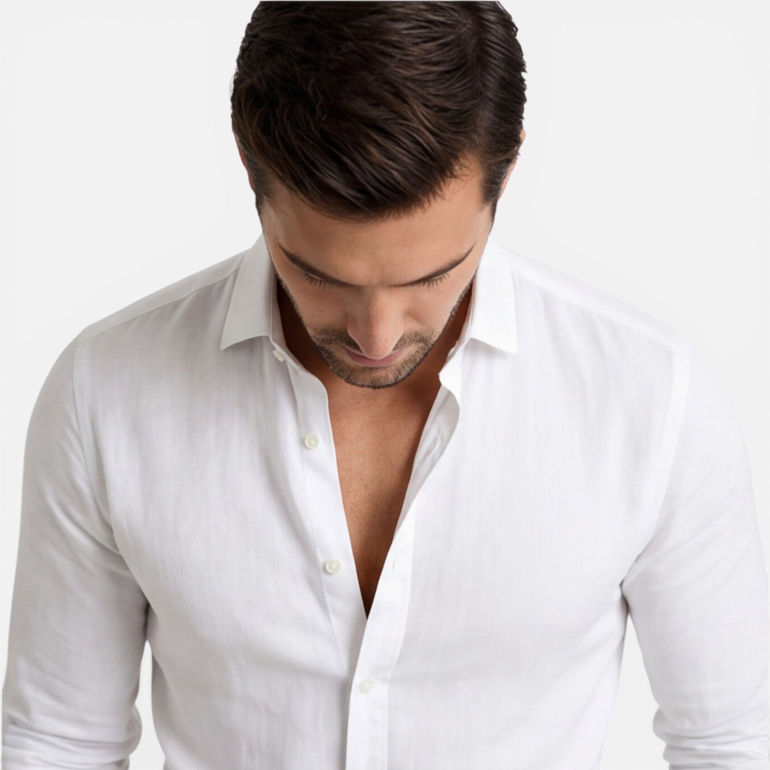 Men's Slim Fit Linen Cotton Blend Button Down Shirt - Breathable Casual Wear