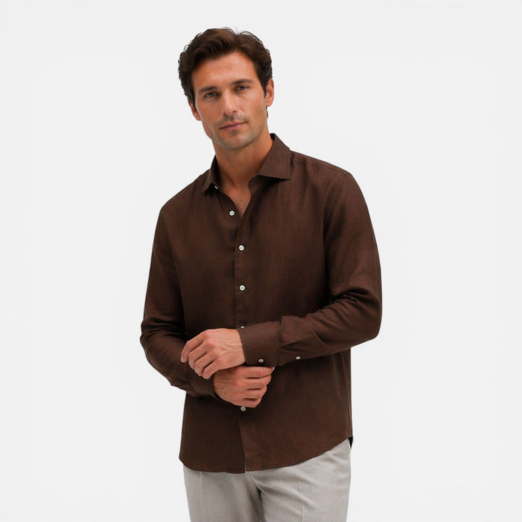 Men's Slim Fit Linen Shirt | Lightweight Summer Business Casual Wear