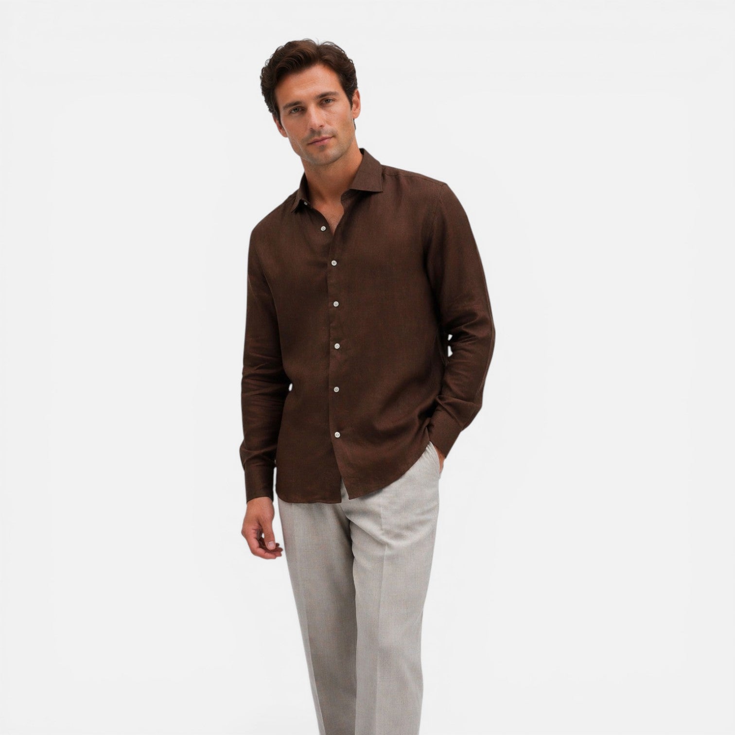 Men's Slim Fit Linen Shirt | Lightweight Summer Business Casual Wear