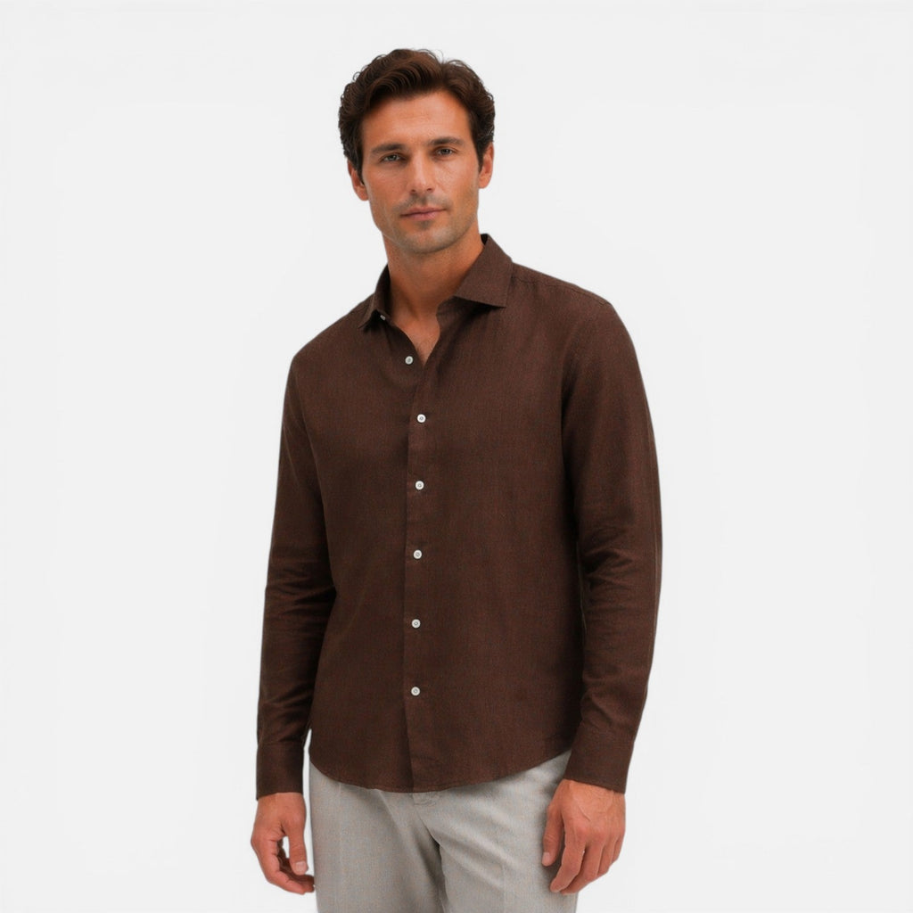 Men's Slim Fit Linen Shirt | Lightweight Summer Business Casual Wear