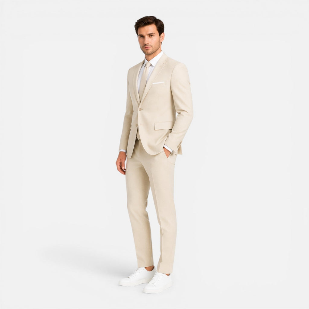 Men's Slim Fit Linen Suit for Wedding Guests - Formal Attire