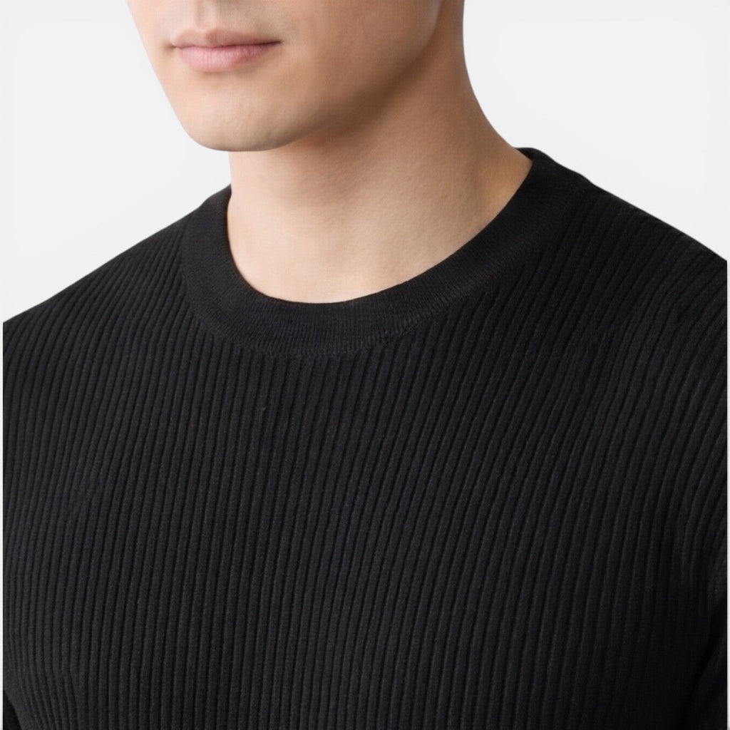 Men's Slim Fit Ribbed Knit Lightweight Summer T-Shirt - Casual Wear Top