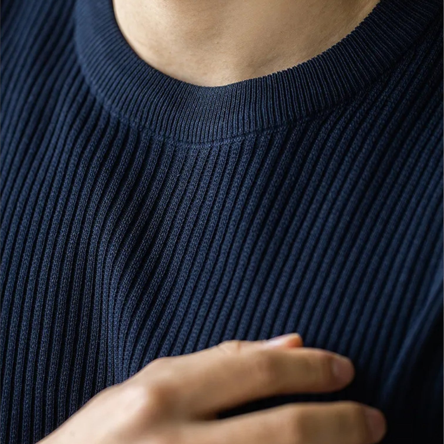 Men's Slim Fit Ribbed Knit Lightweight Summer T-Shirt - Casual Wear Top