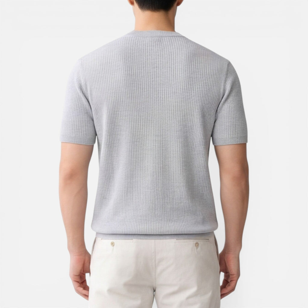 Men's Slim Fit Ribbed Knit Lightweight Summer T-Shirt - Casual Wear Top