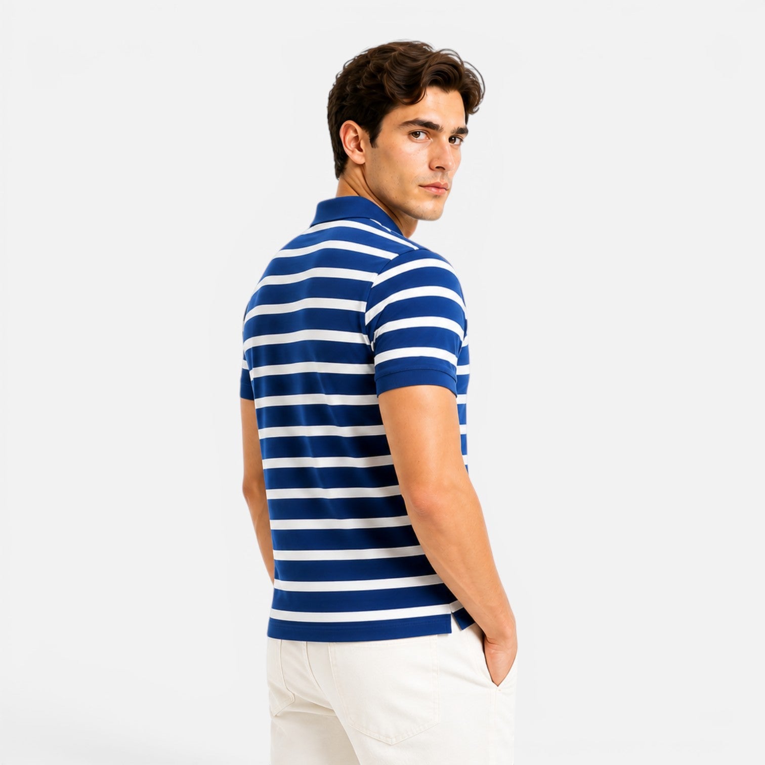 Men's Slim Fit Striped Polo Shirt | Breathable Comfort Fabric for Casual Wear