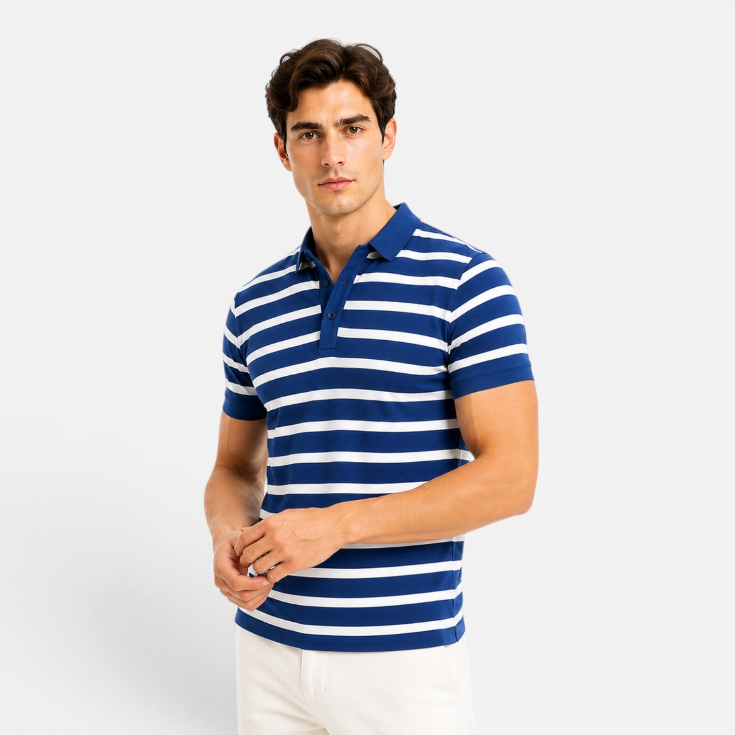 Men's Slim Fit Striped Polo Shirt | Breathable Comfort Fabric for Casual Wear