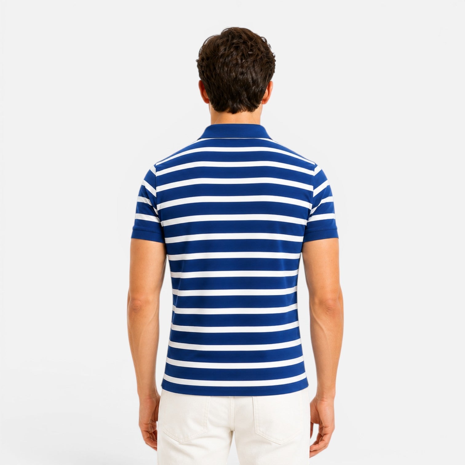 Men's Slim Fit Striped Polo Shirt | Breathable Comfort Fabric for Casual Wear