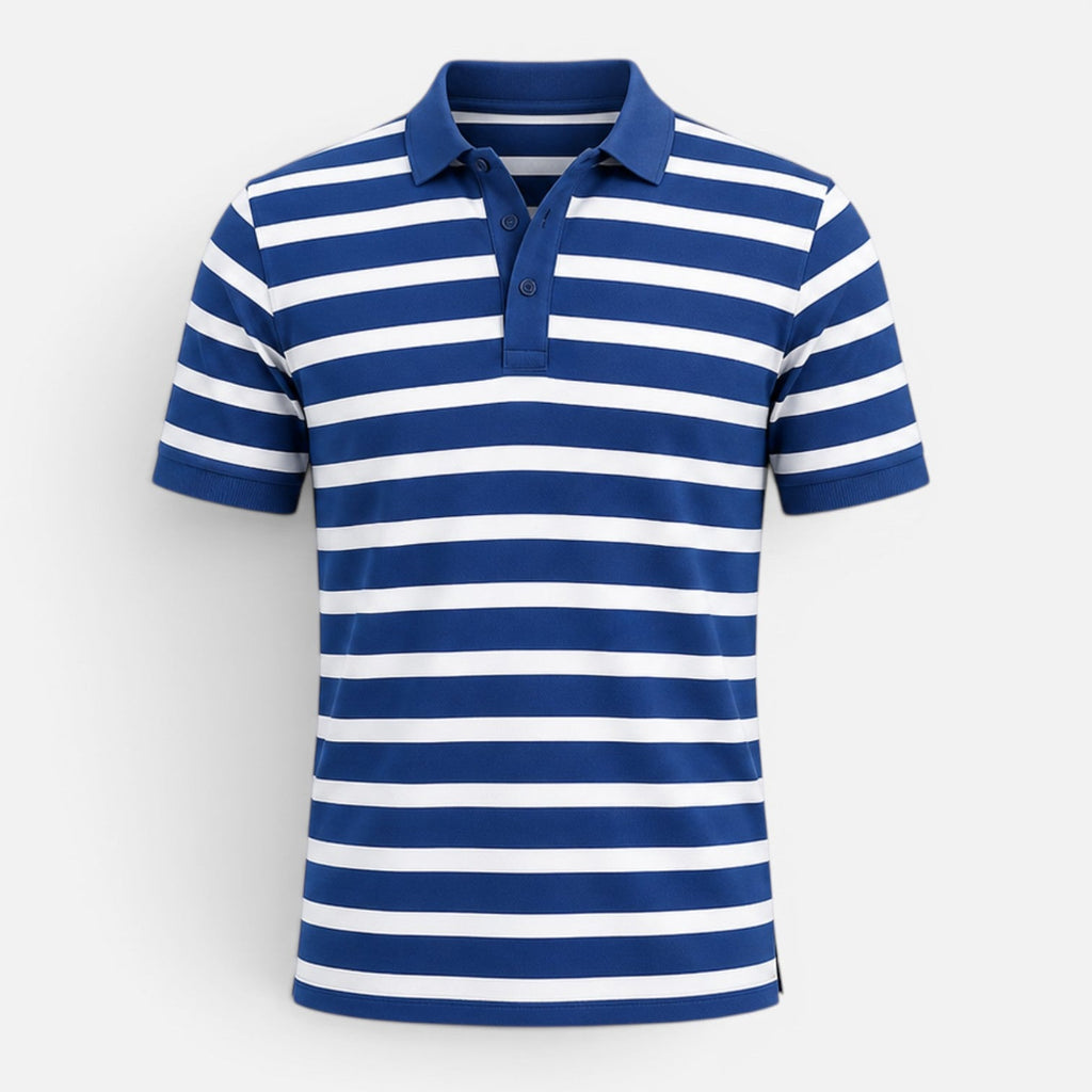 Men's Slim Fit Striped Polo Shirt | Breathable Comfort Fabric for Casual Wear