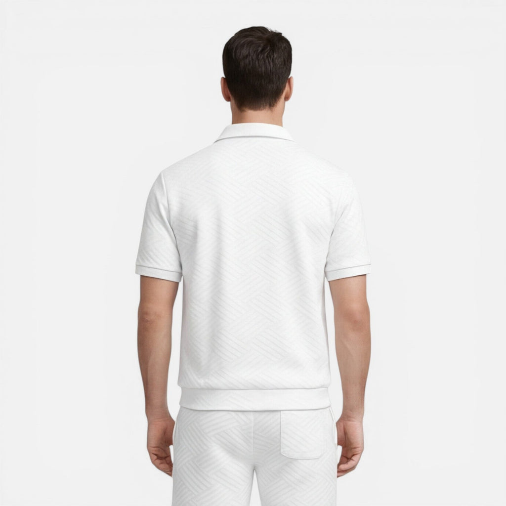 Men's Slim Fit Summer Matching Set - Zip Shirt & Drawstring Shorts