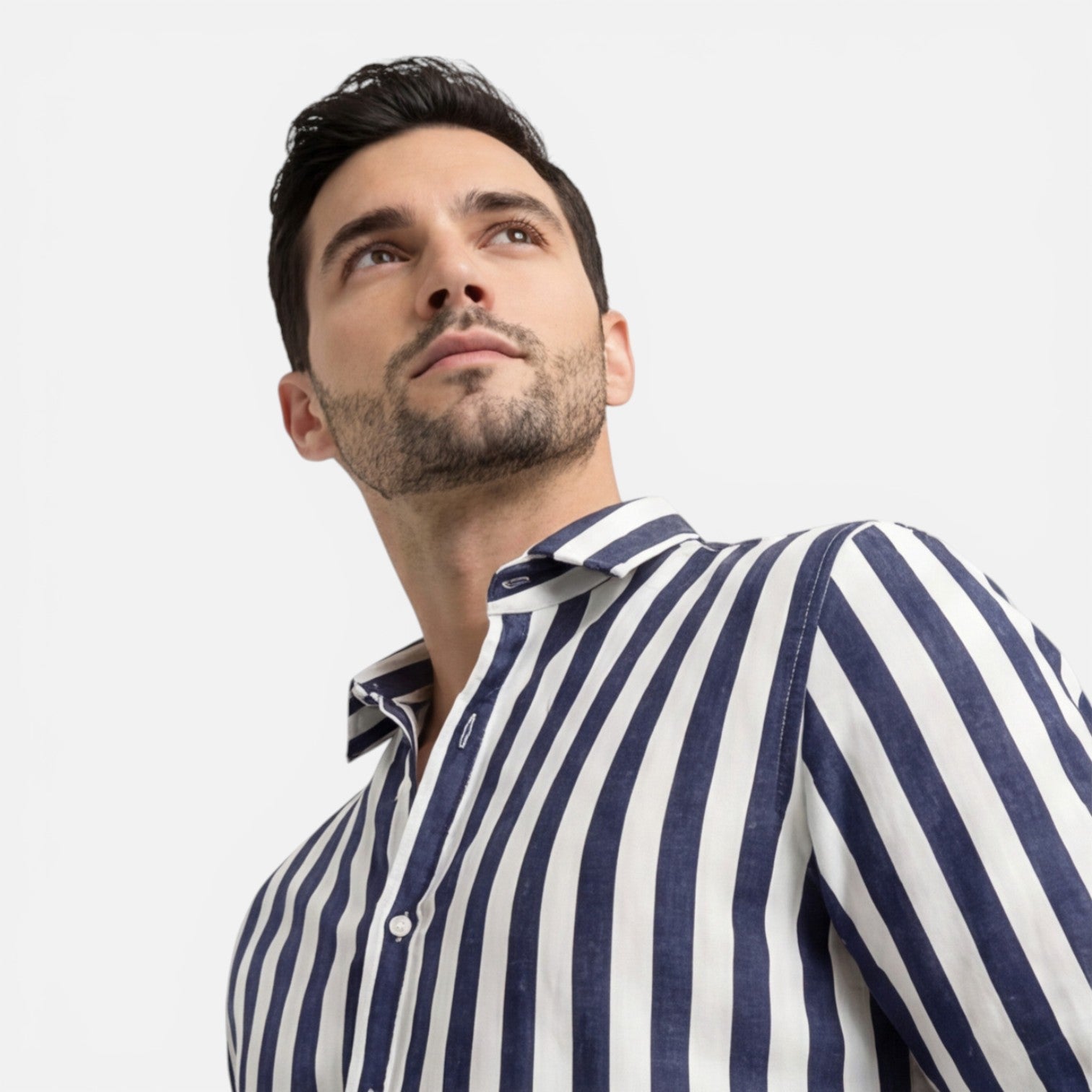 Men's Striped Cotton Shirt | Breathable Slim Fit | Classic Casual Wear