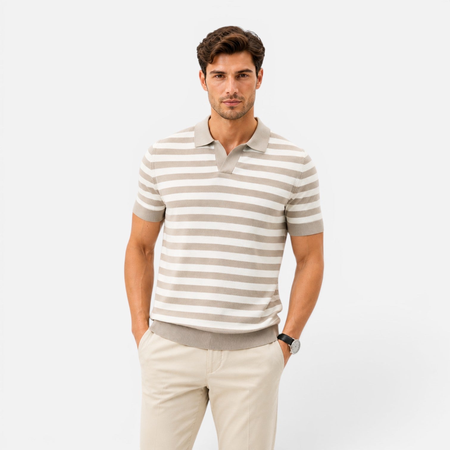 Men's Striped Slim Fit Polo Shirt | Soft Cotton Summer Wear for Casual Outings