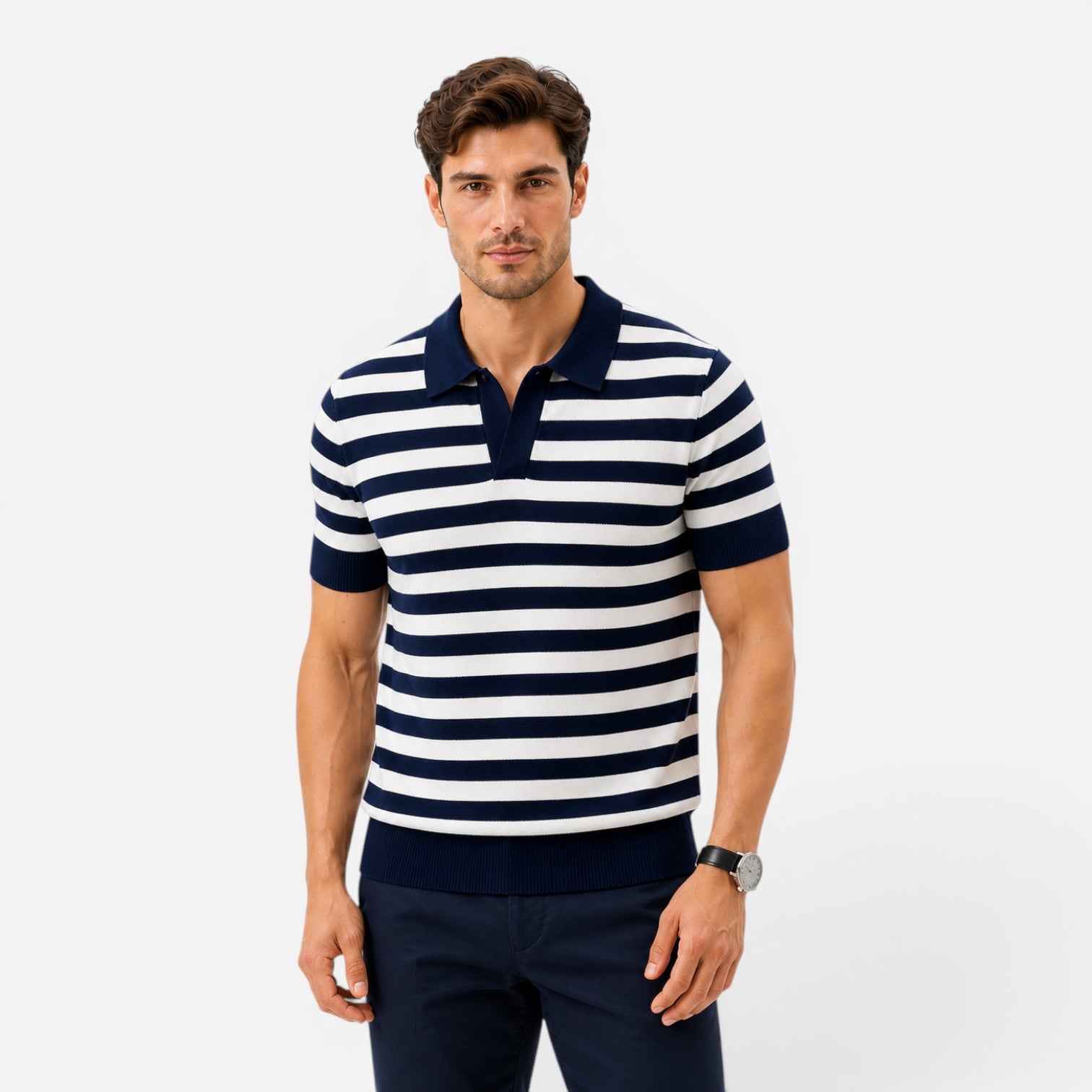 Men's Striped Slim Fit Polo Shirt | Soft Cotton Summer Wear for Casual Outings