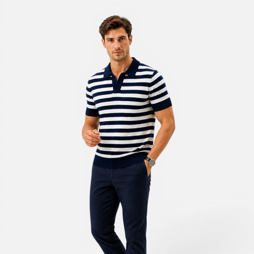 Men's Striped Slim Fit Polo Shirt | Soft Cotton Summer Wear for Casual Outings