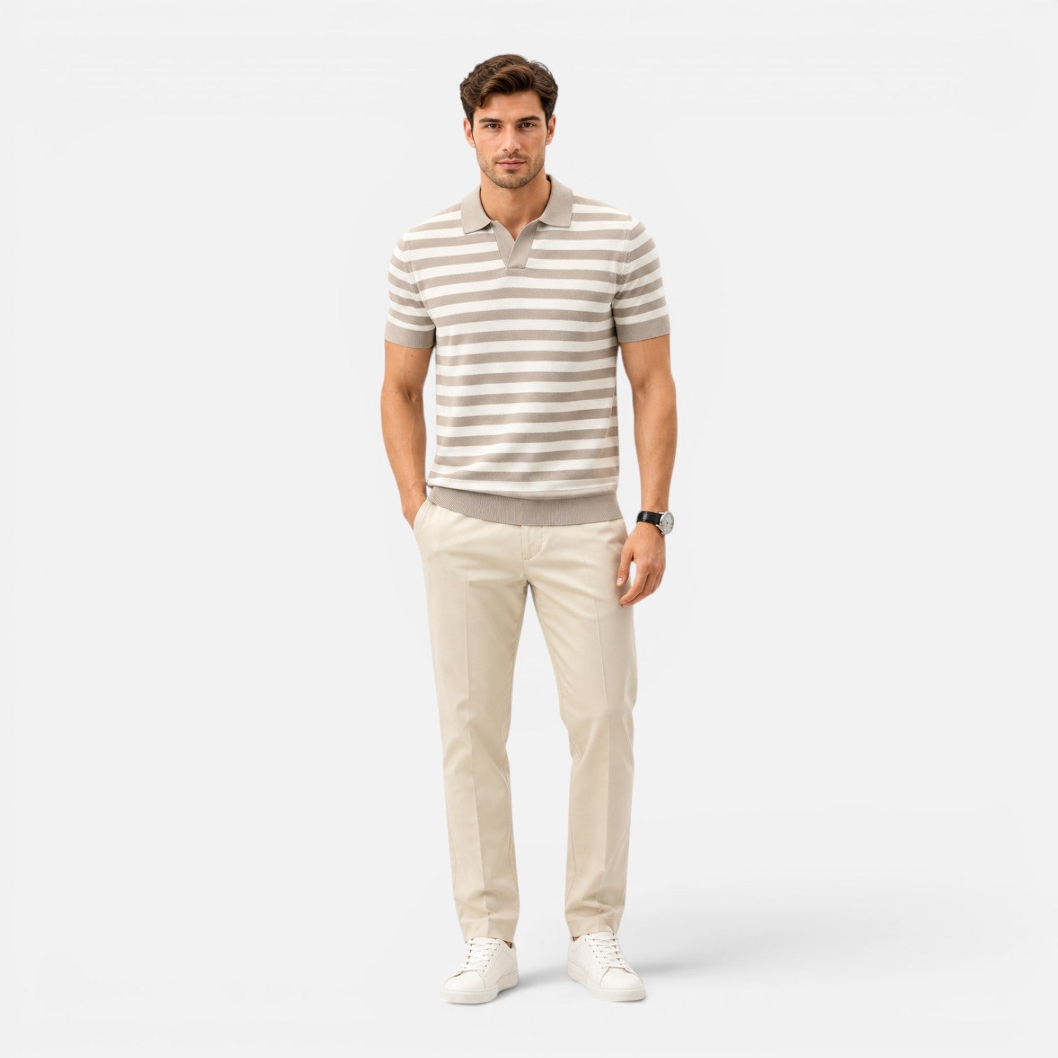 Men's Striped Slim Fit Polo Shirt | Soft Cotton Summer Wear for Casual Outings