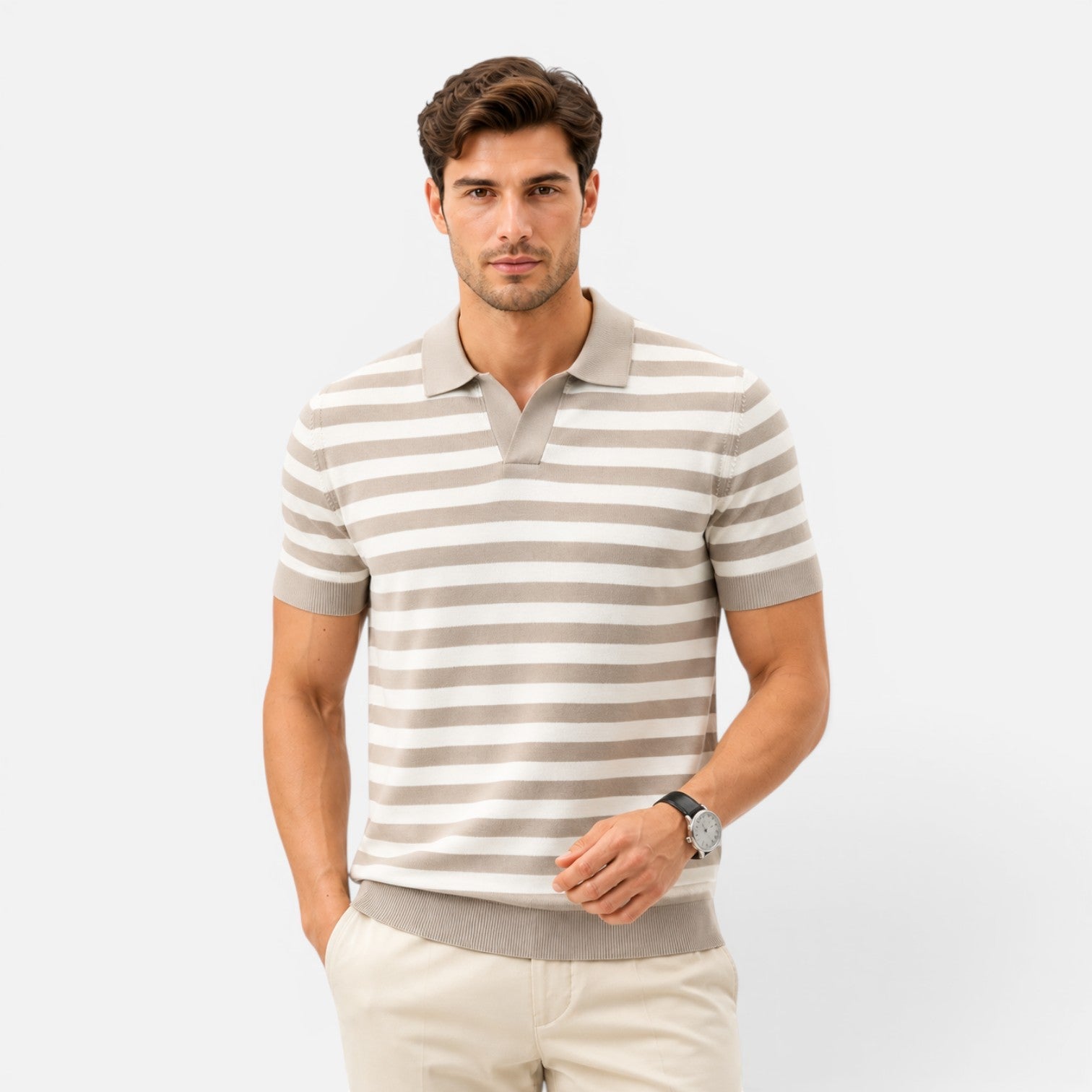 Men's Striped Slim Fit Polo Shirt | Soft Cotton Summer Wear for Casual Outings