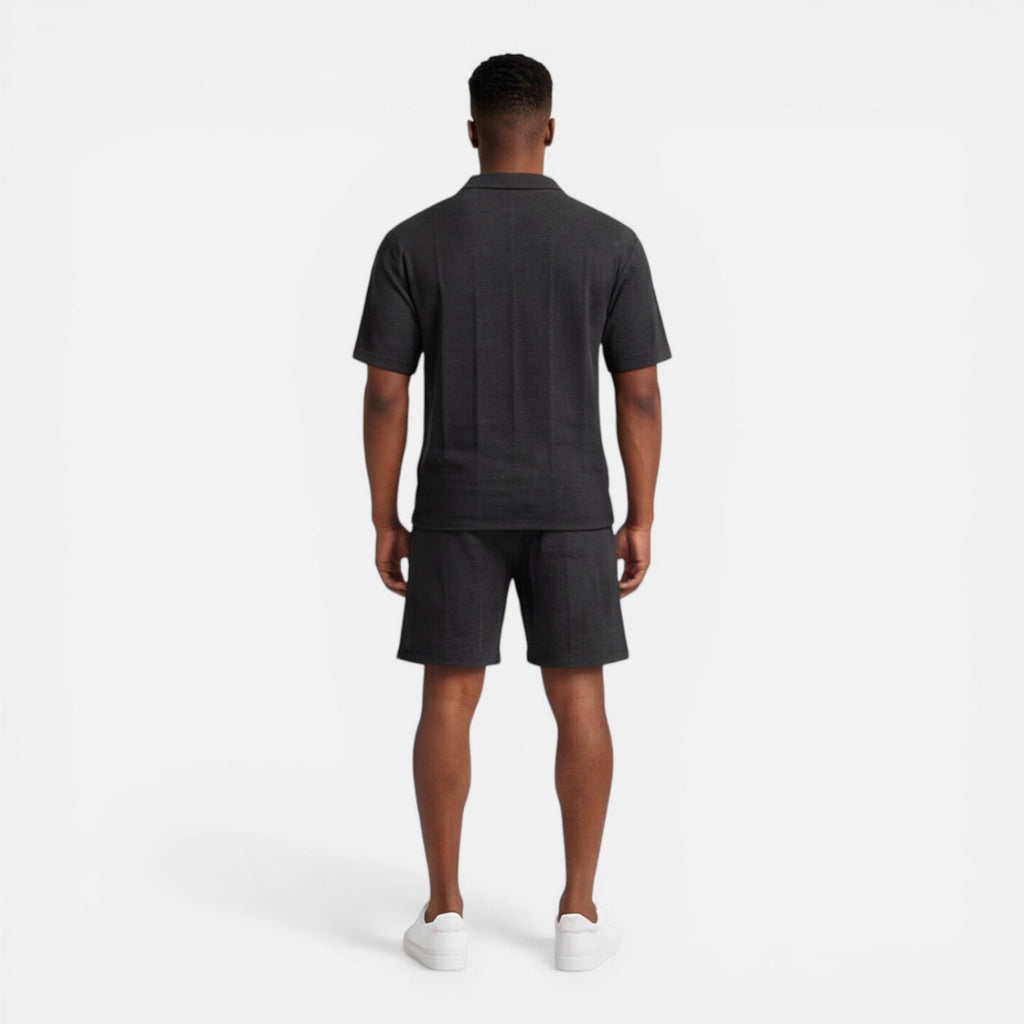 Men's Structured Knit Polo and Shorts Set | Breathable Summer Outfit