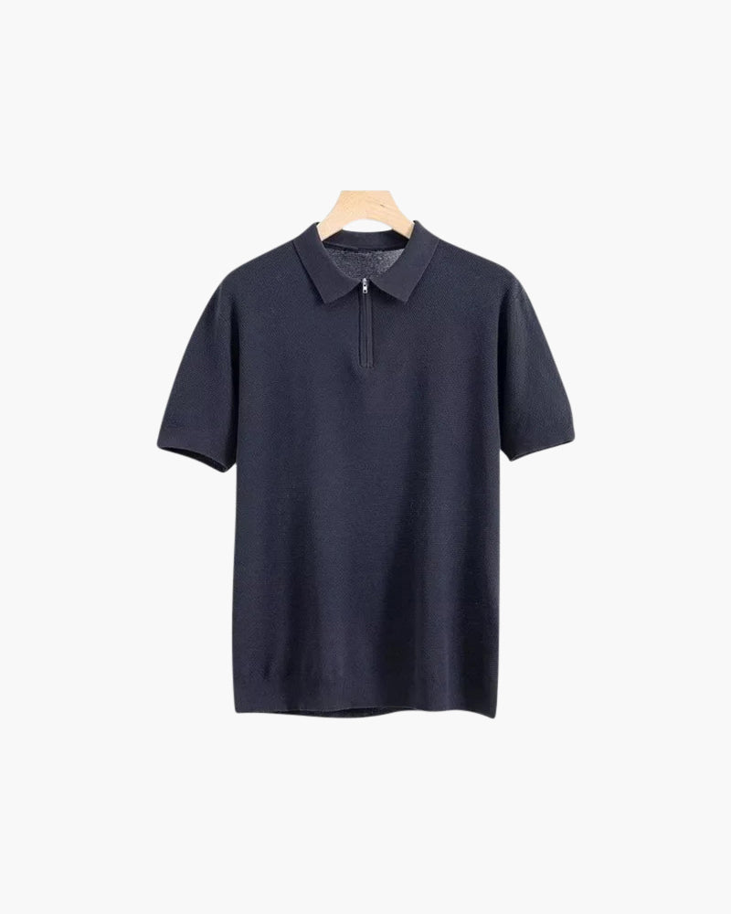 Men's Zip Up Polo Shirt - Soft Cotton Blend - Casual Wear - Multiple Colors