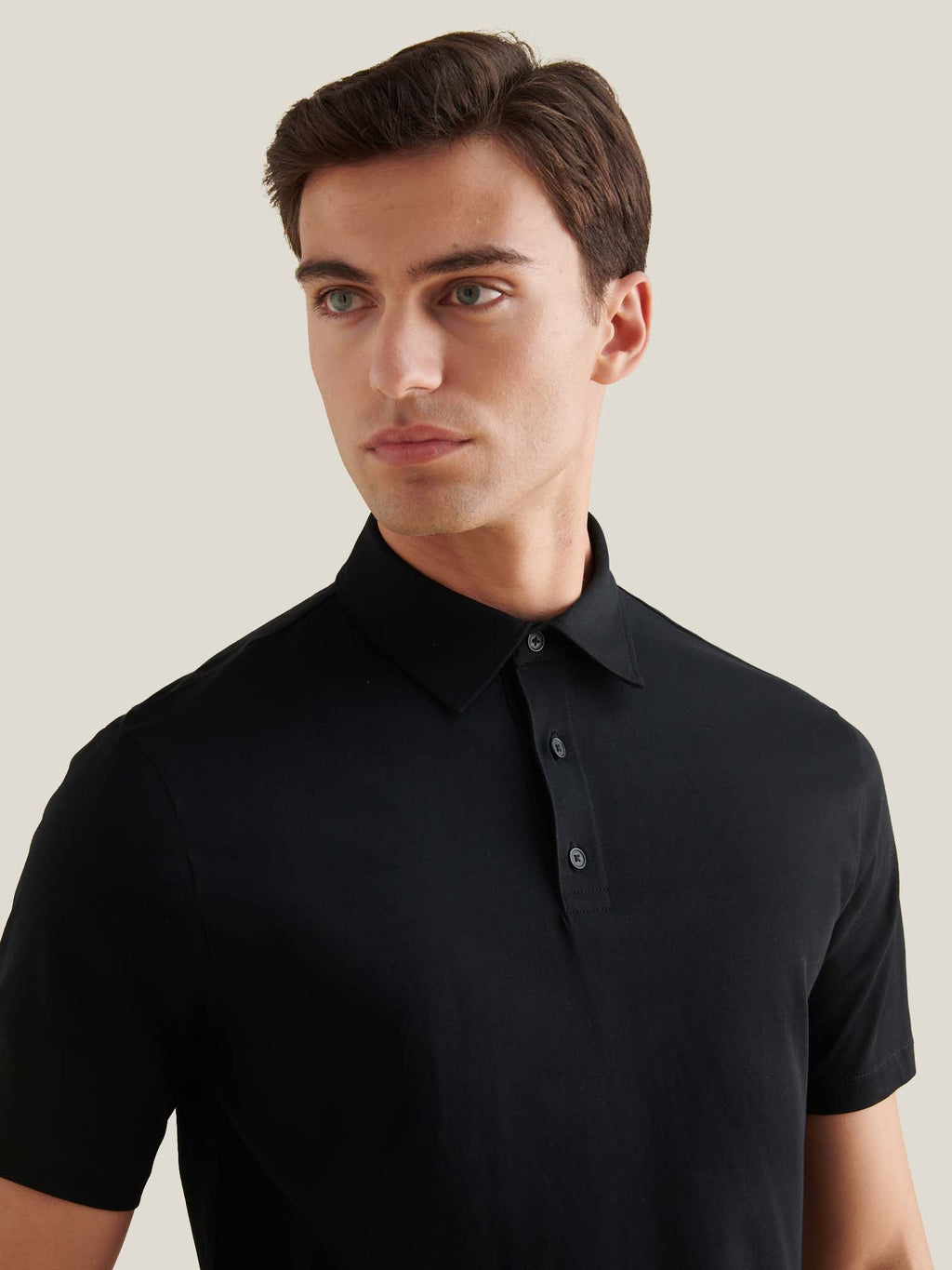 Mercerised Cotton Polo Shirt for Men - Black Casual Wear Top