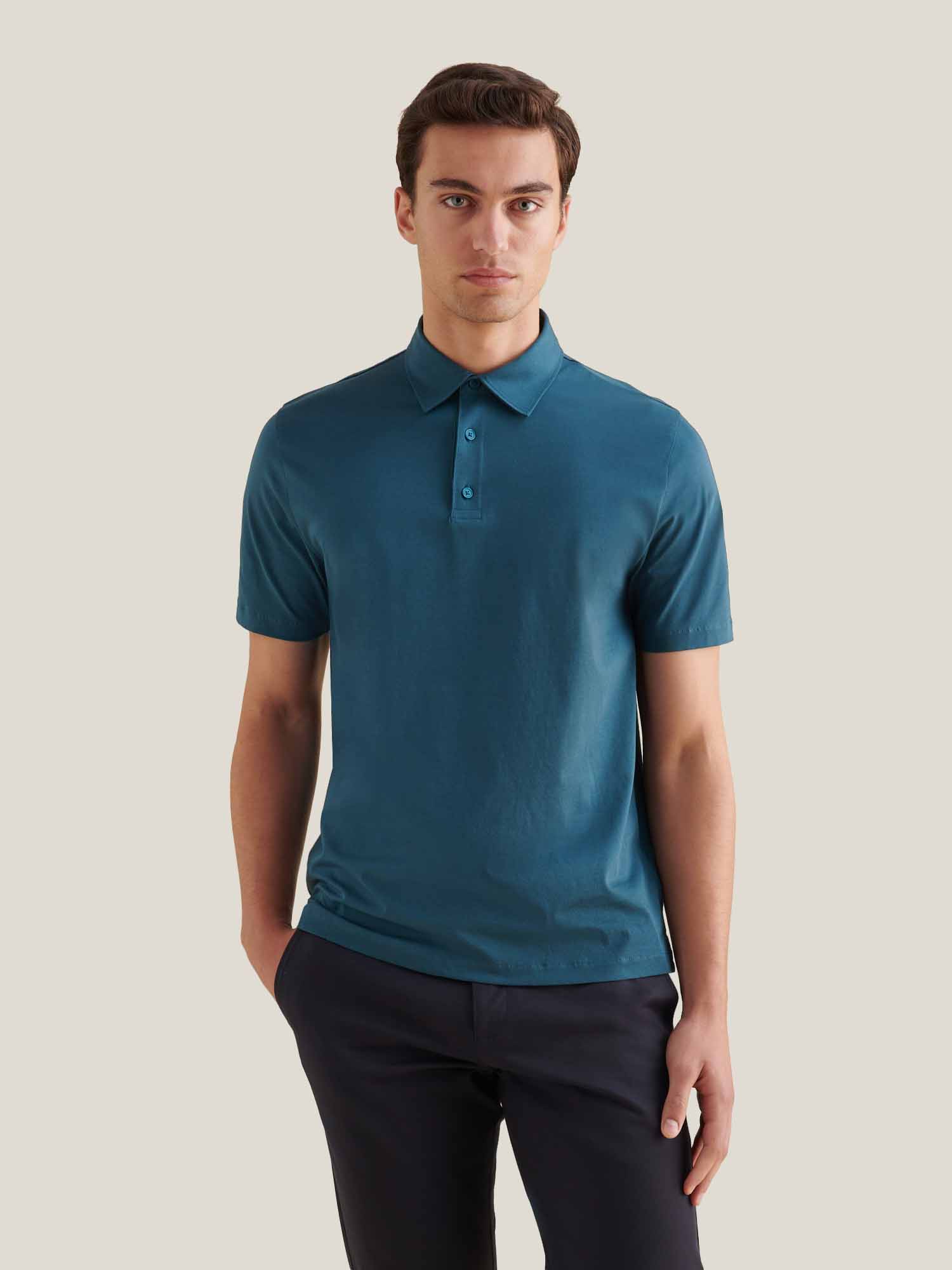 Mercerised Cotton Polo Shirt for Men - Stargazer Color, Casual Wear
