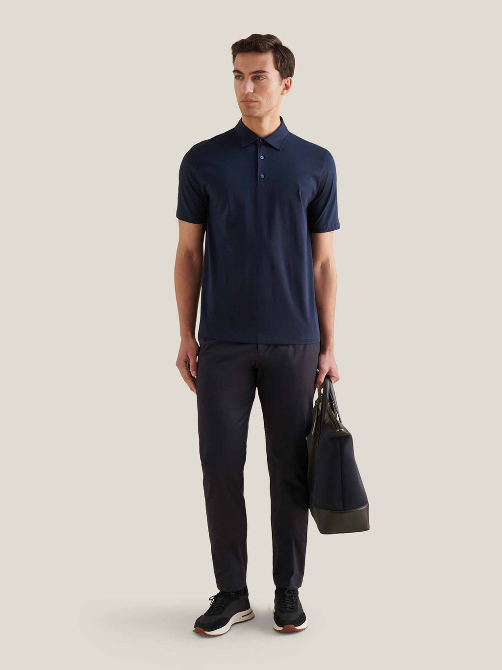 Mercerised Cotton Polo Shirt in Dark Sapphire Navy for Casual Wear