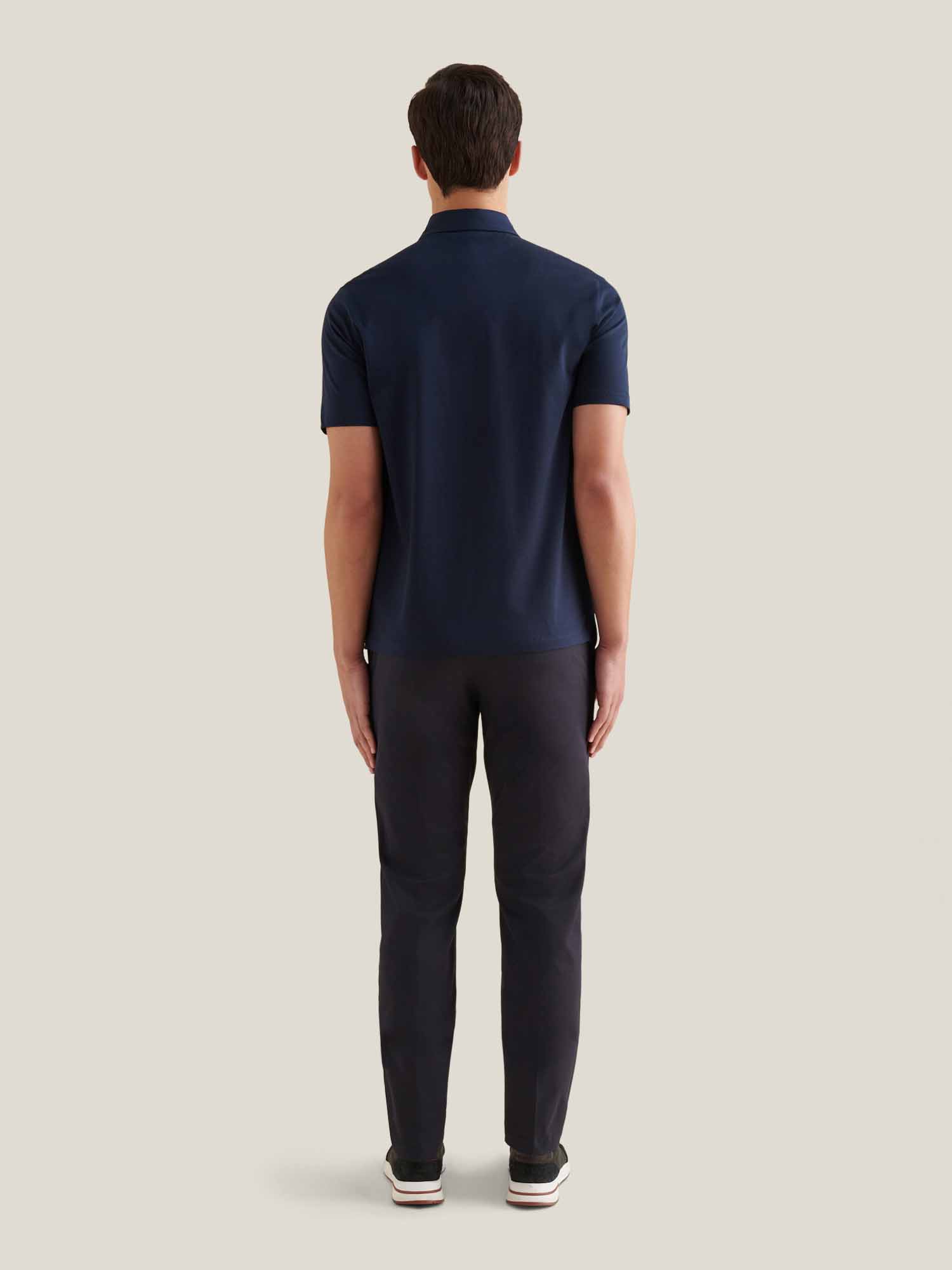 Mercerised Cotton Polo Shirt in Dark Sapphire Navy for Casual Wear
