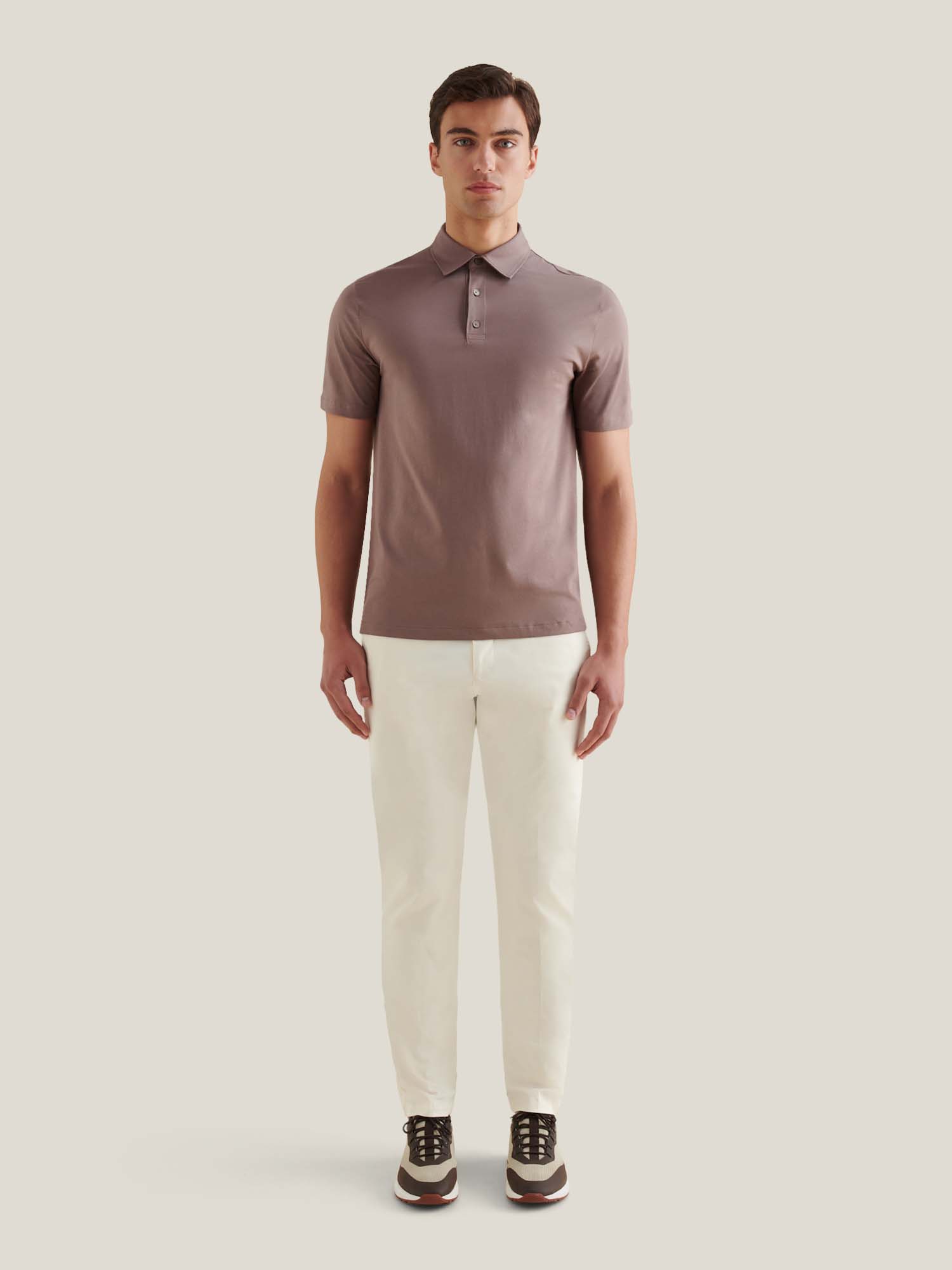 Mercerised Cotton Polo Shirt in Iron - Casual Wear for Men
