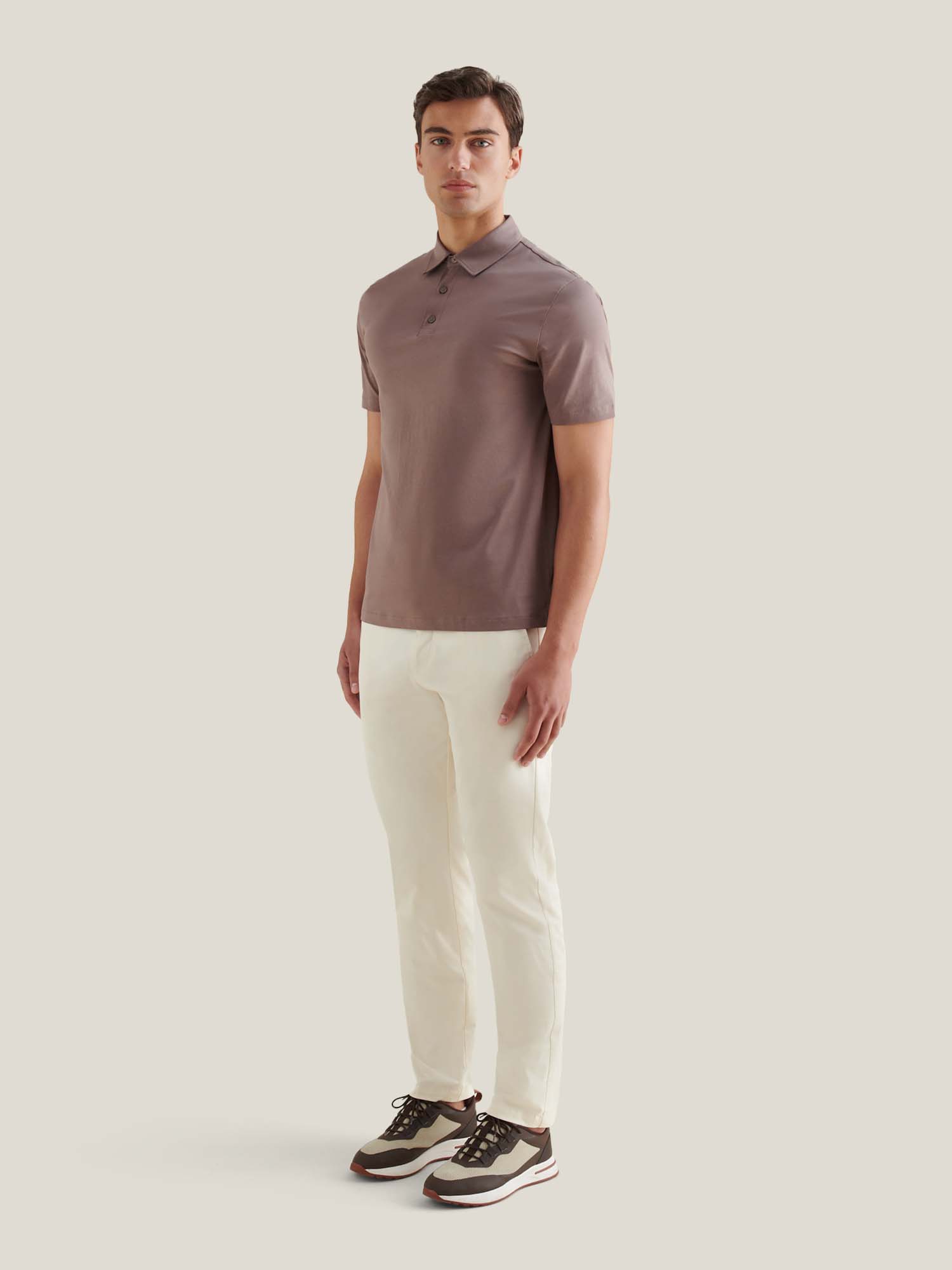 Mercerised Cotton Polo Shirt in Iron - Casual Wear for Men