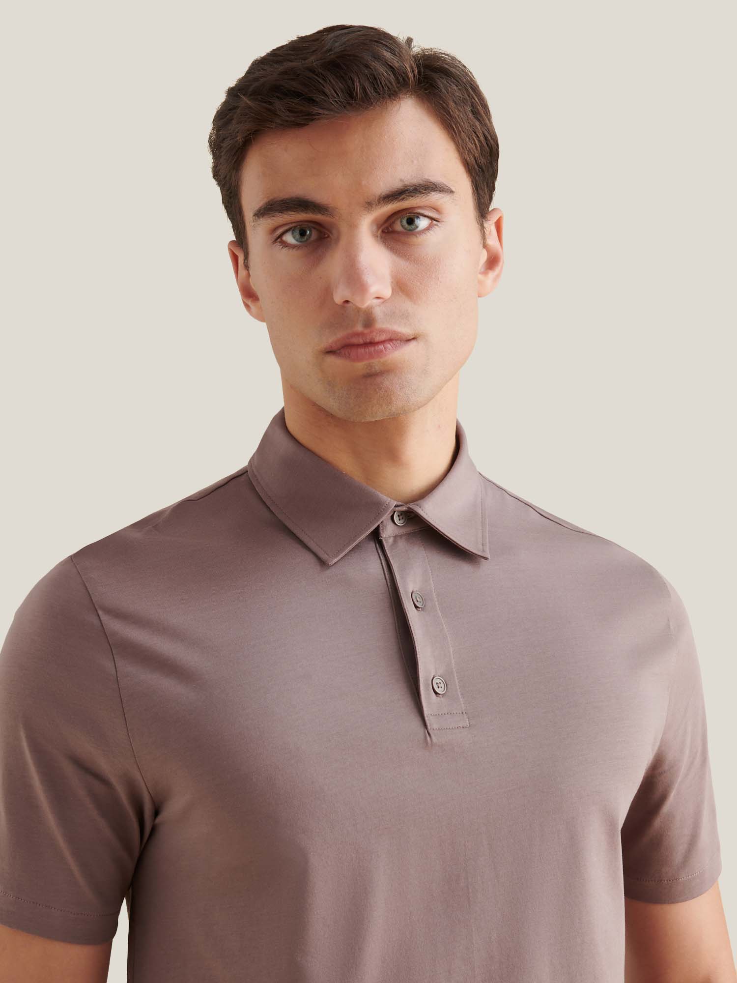 Mercerised Cotton Polo Shirt in Iron - Casual Wear for Men