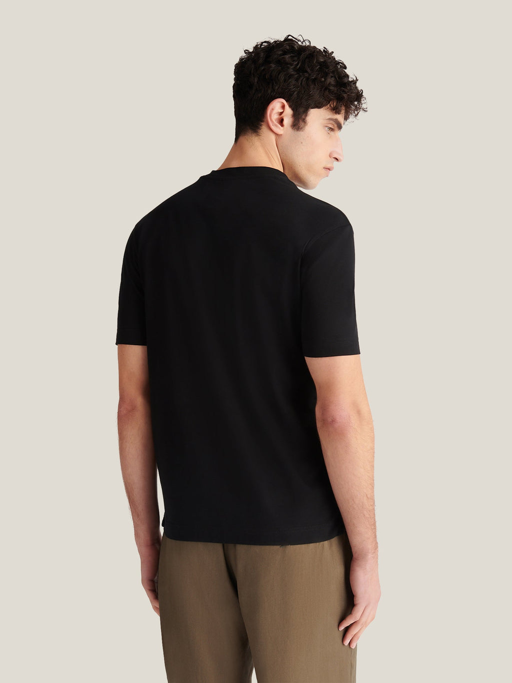 Mercerised Cotton T-Shirt in Black for Casual Wear and Everyday Comfort
