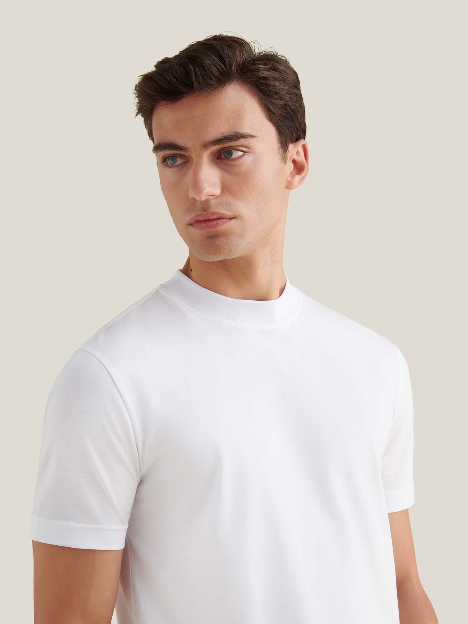 Mercerised Cotton T-Shirt in Bright White for Casual Wear