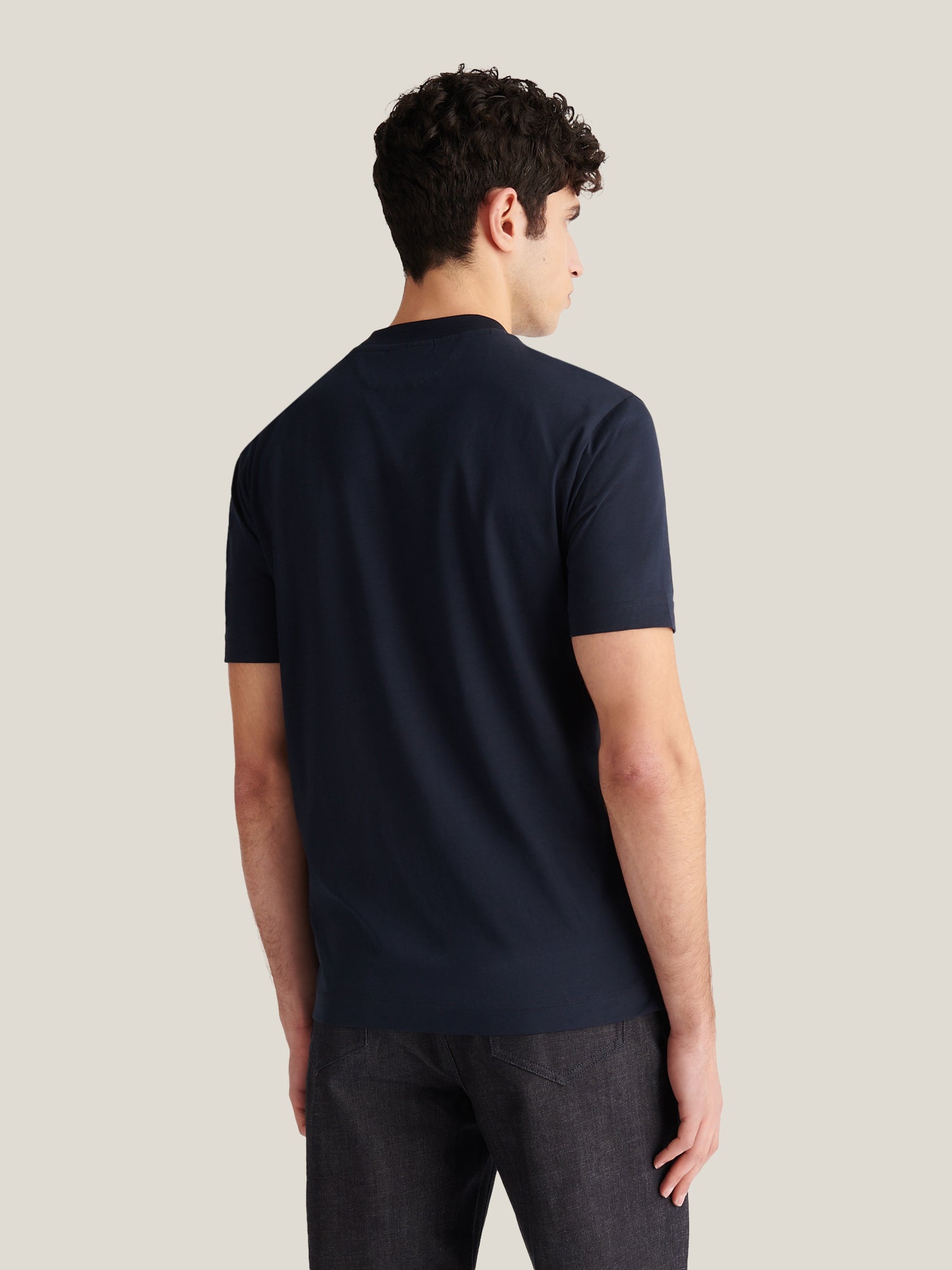 Mercerised Cotton T-Shirt in Dark Sapphire Navy - Casual Wear for Men