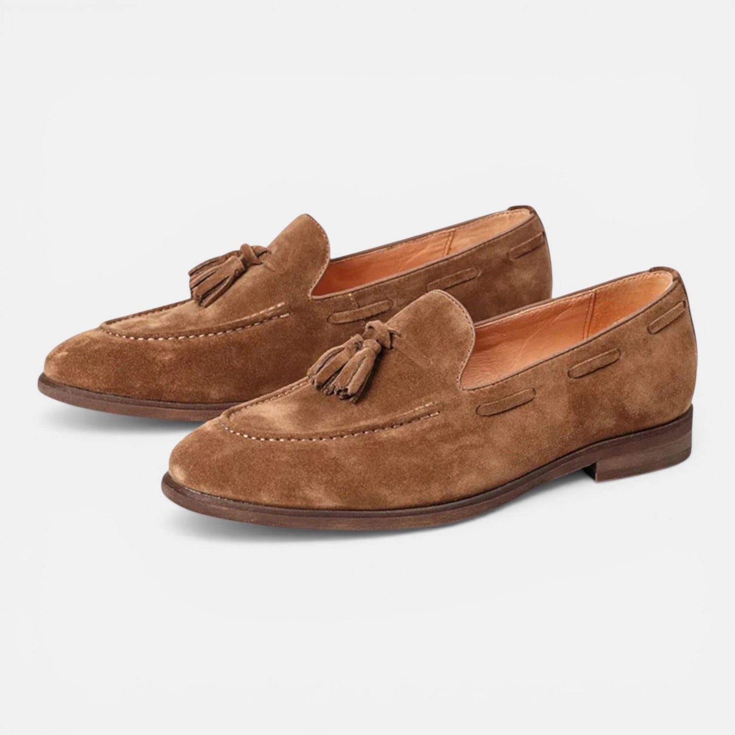 Nubuck Leather Tassel Loafers for Men | Comfortable Slip-On Dress Shoes