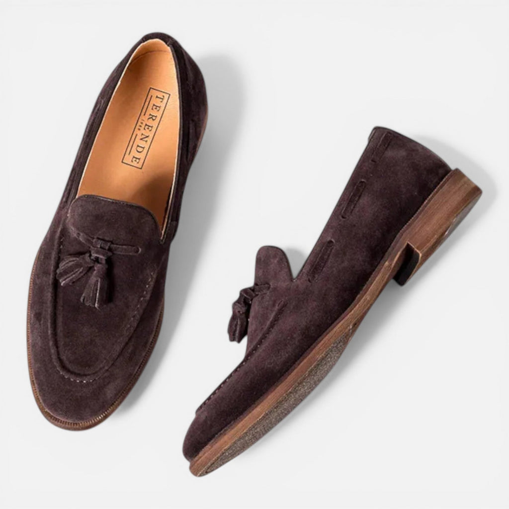 Nubuck Leather Tassel Loafers for Men | Comfortable Slip-On Dress Shoes