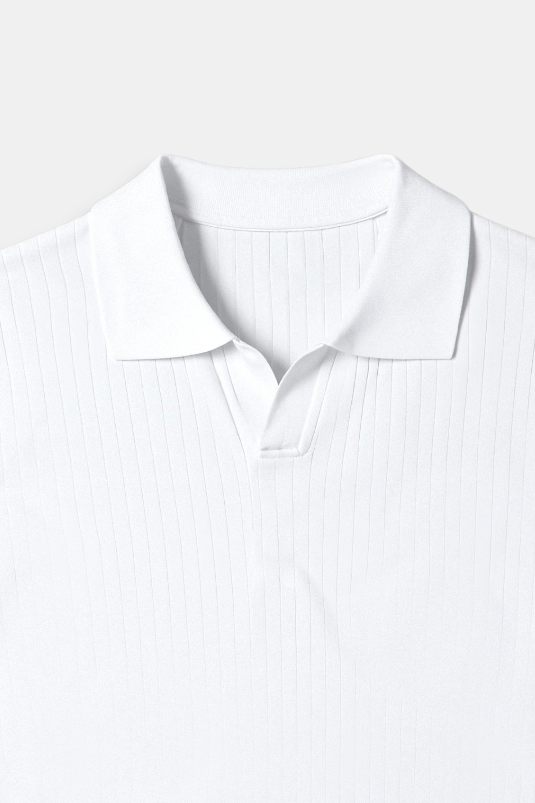 Ribbed Cotton Polo Shirt for Men - Casual Wear, Short Sleeve, Classic Fit