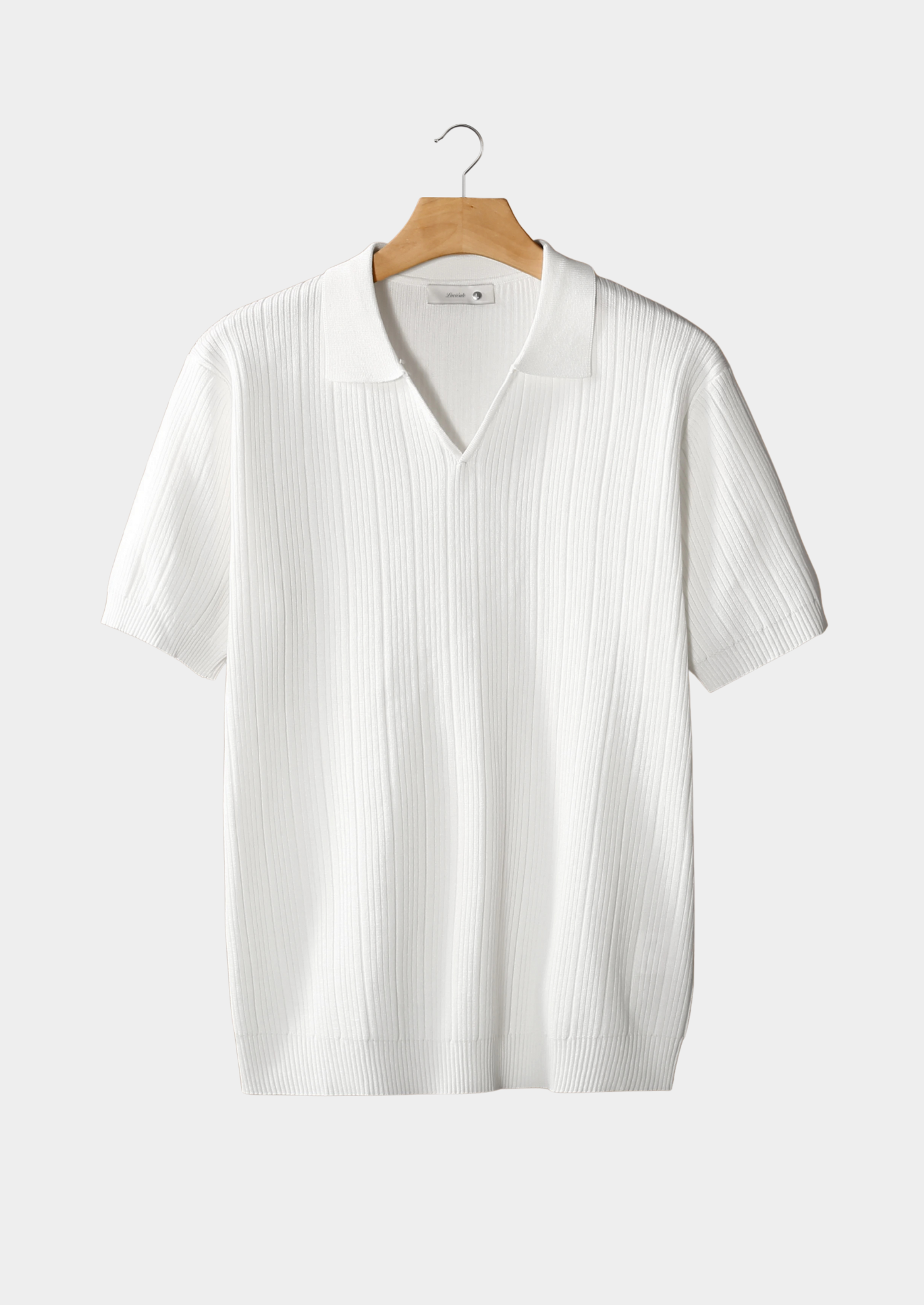 Ribbed Open Collar Polo Shirt for Casual Wear in Soft Cotton Blend
