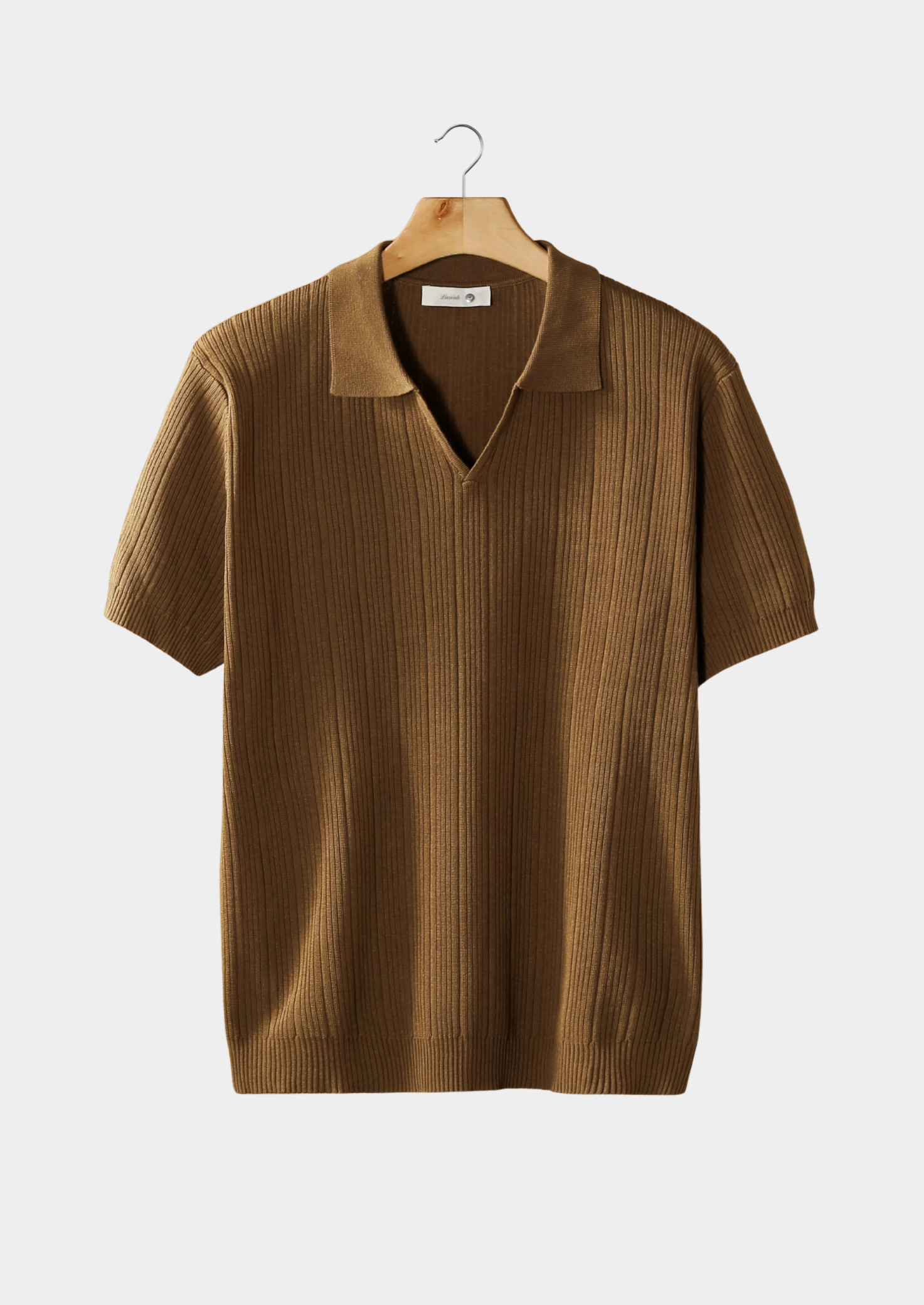 Ribbed Open Collar Polo Shirt for Casual Wear in Soft Cotton Blend