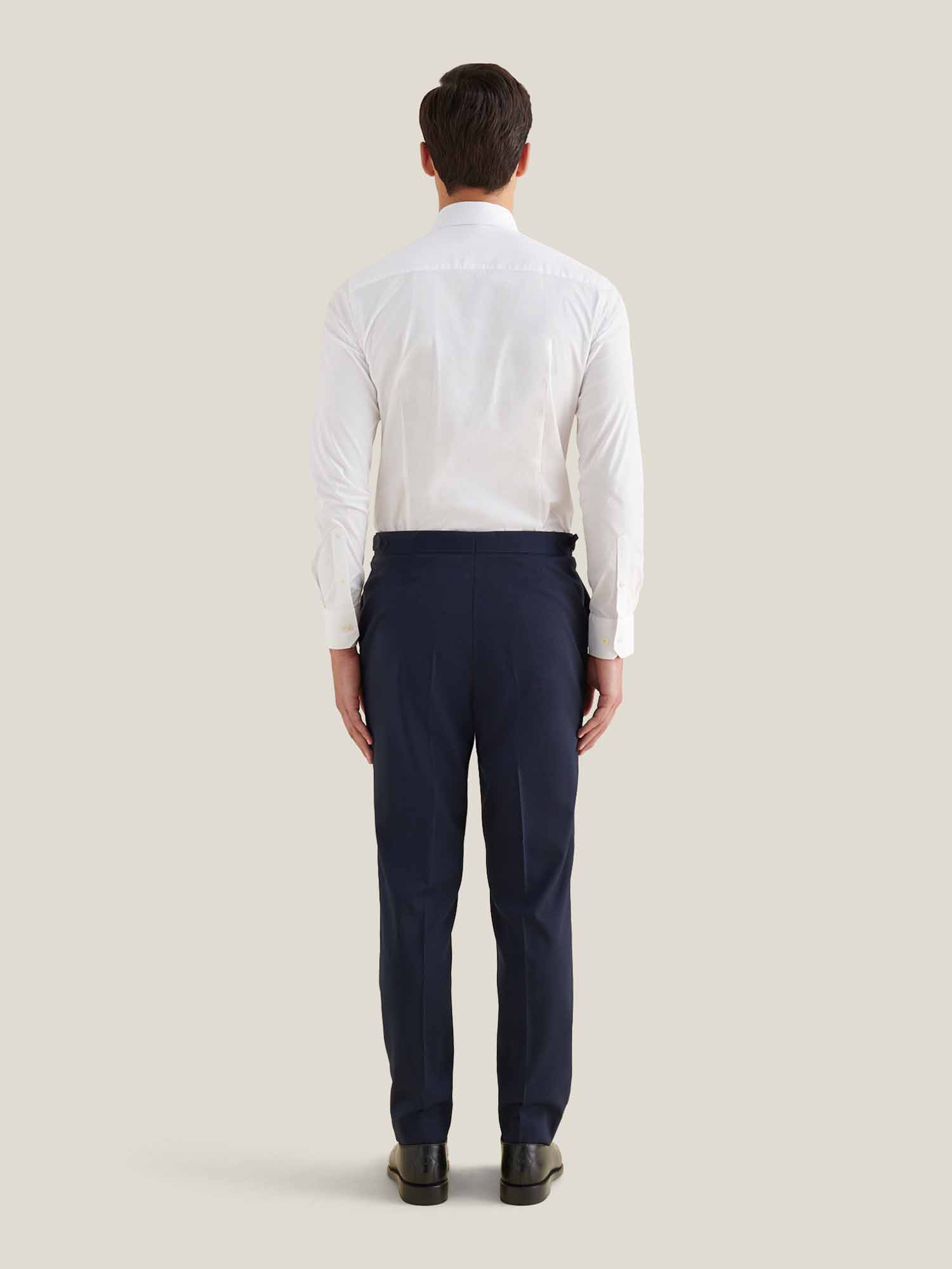 Slim Fit Cotton Poplin High Collar Shirt for Men in Bright White