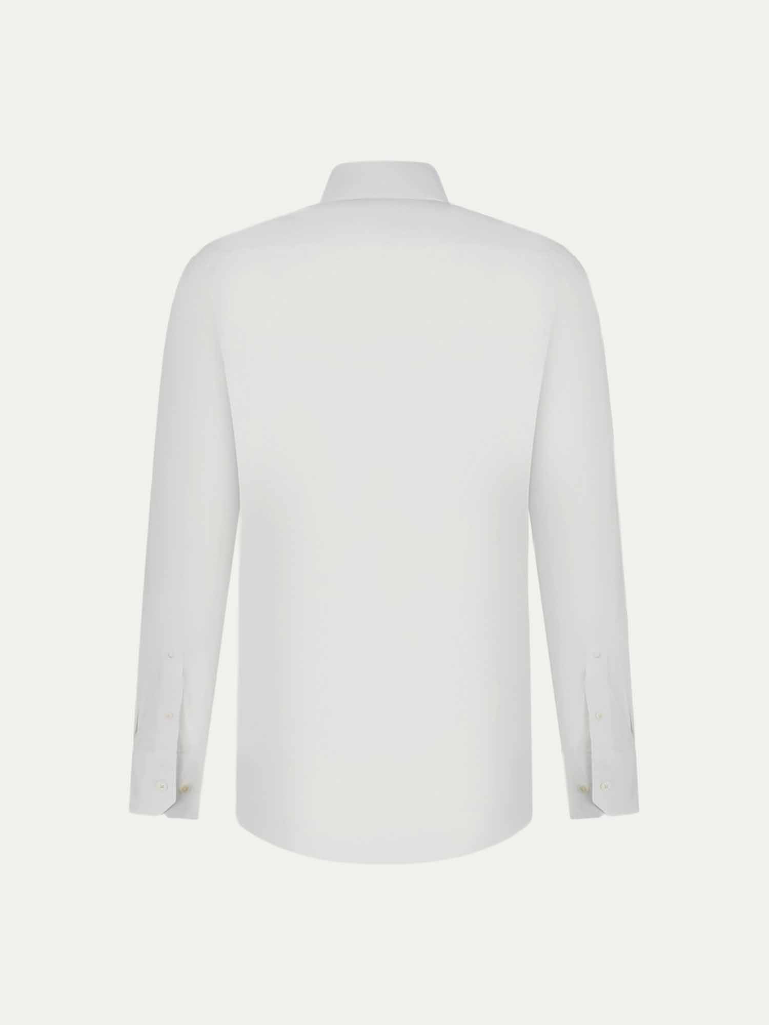 Slim Fit Cotton Poplin High Collar Shirt for Men in Bright White