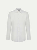 Slim Fit Cotton Poplin High Collar Shirt for Men in Bright White