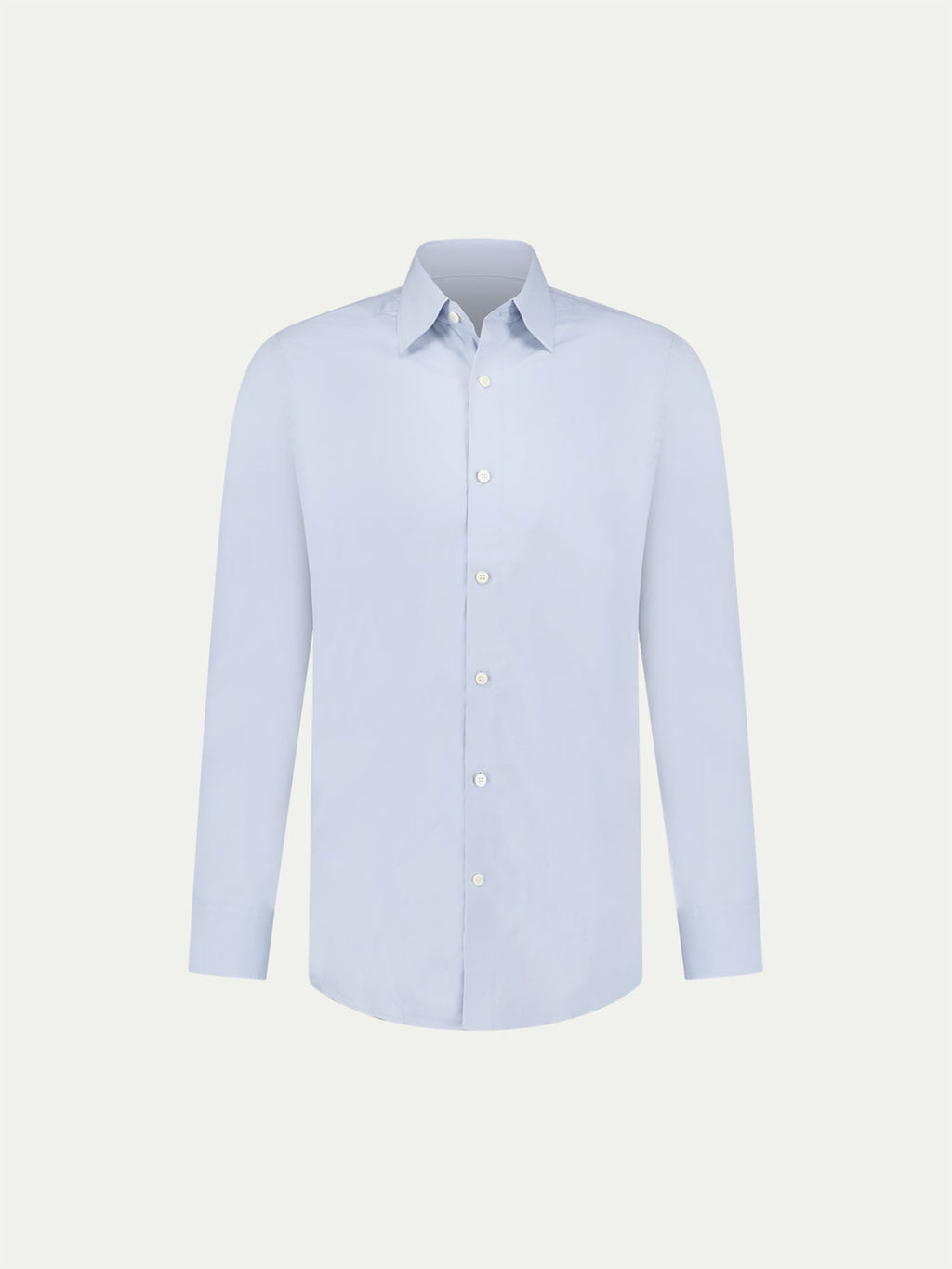 Slim Fit High Collar Cotton Poplin Shirt for Men - Blue Blizzard Color