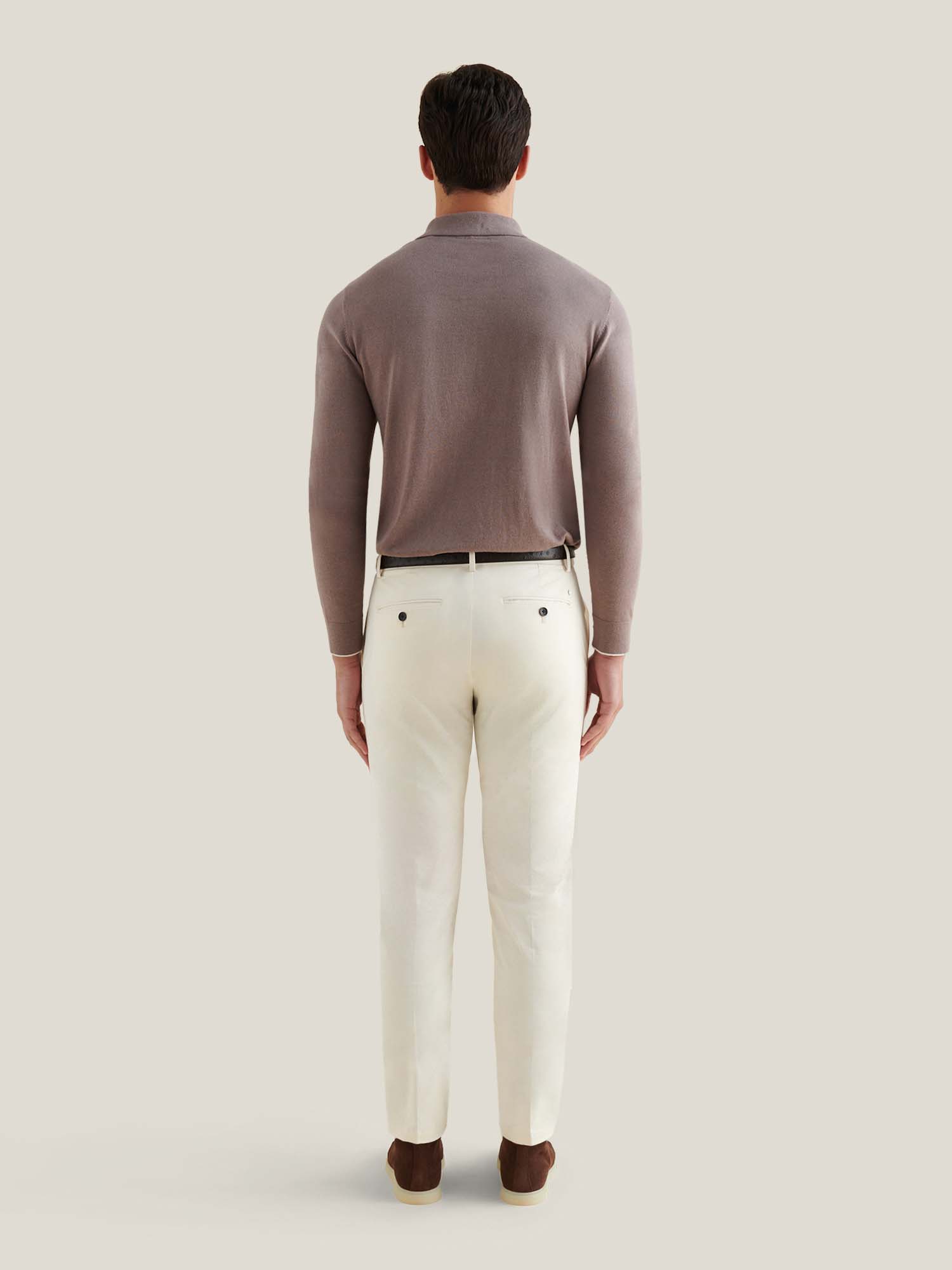 Stretch Cotton Trouser in Egret - Casual Wear for Everyday Comfort