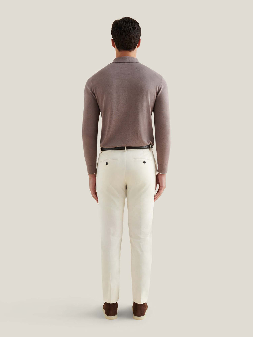 Stretch Cotton Trousers for Men in Egret - Casual Fit, Versatile Style