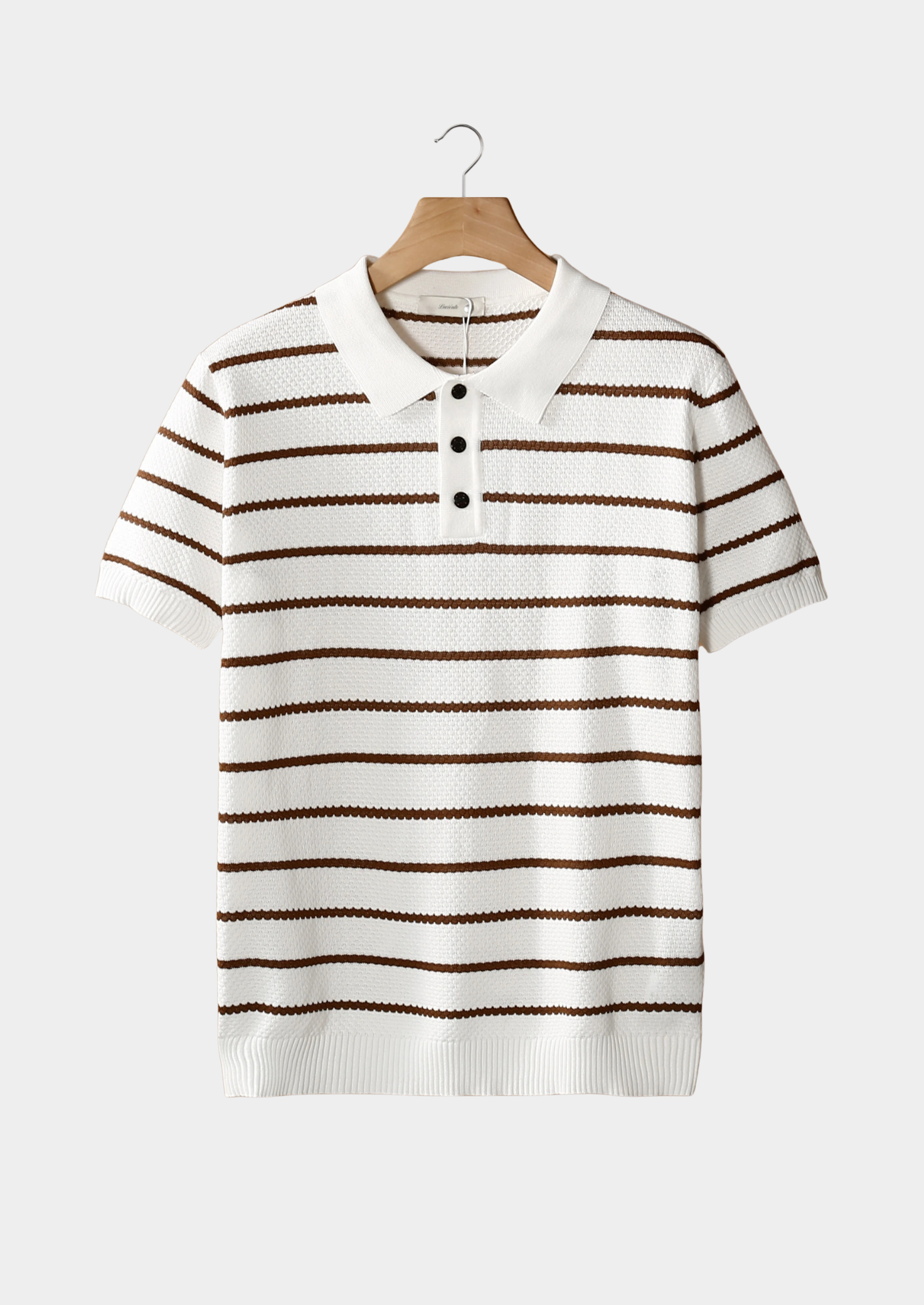 Striped Textured Polo Shirt with Button Closure for Casual Wear