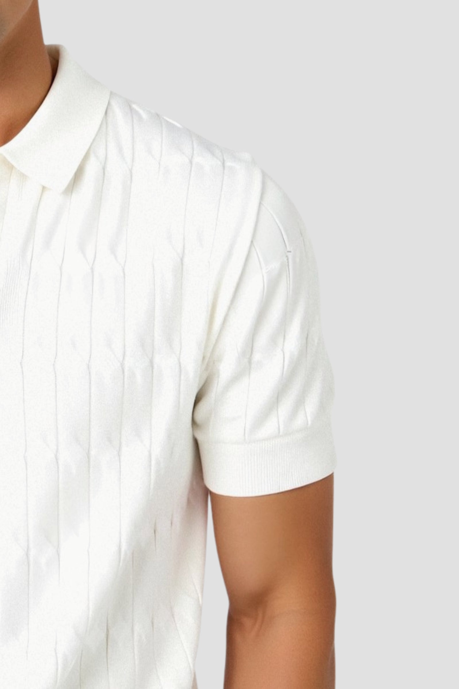 V-Neck Cable Knit Polo Shirt - Premium Cotton Blend - Casual Wear for Men