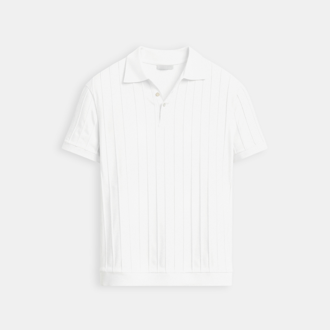 Vertical Striped Cotton Polo Shirt for Casual Wear