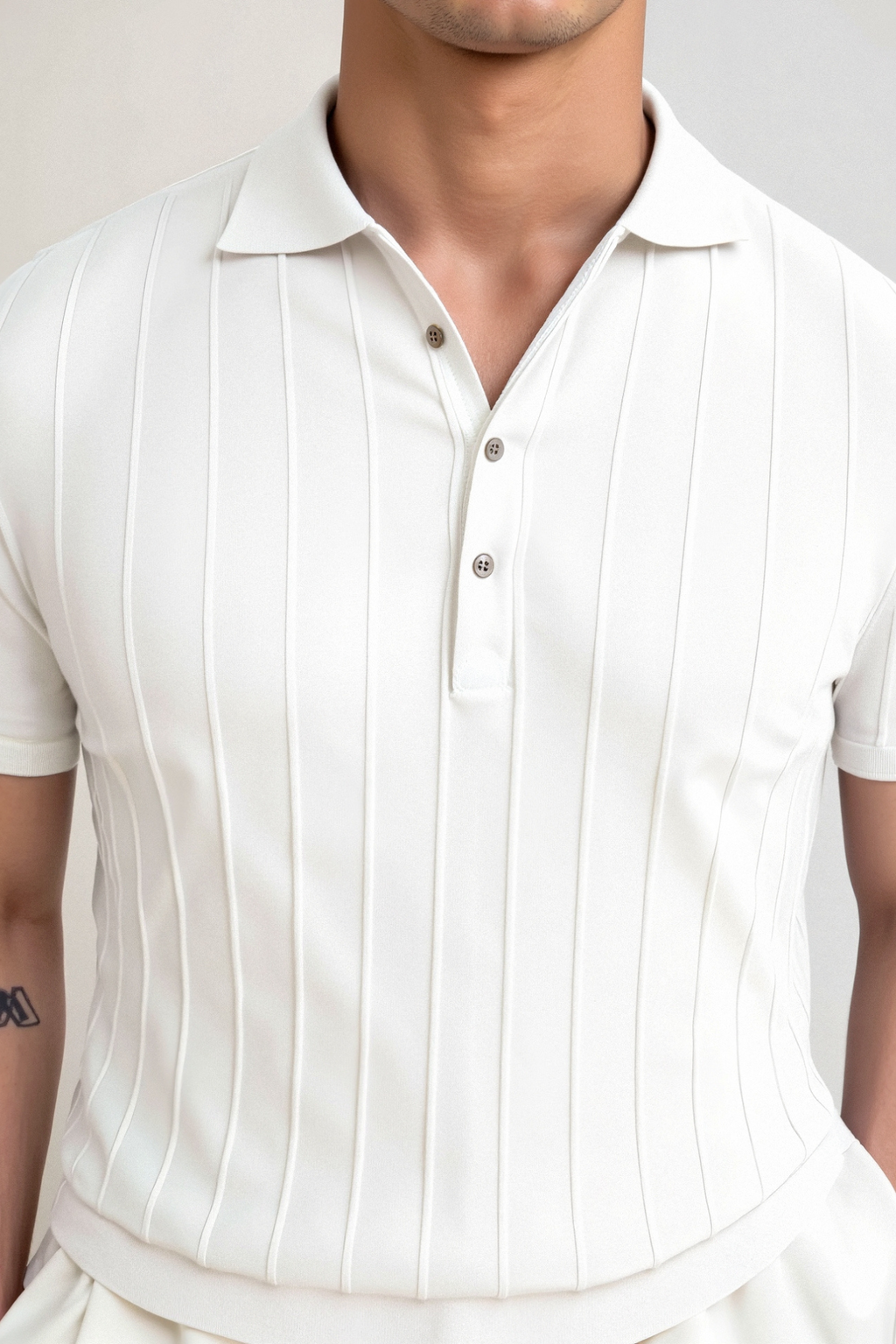 Vertical Striped Cotton Polo Shirt for Casual Wear