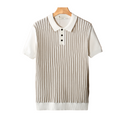 Vertical Striped Polo Shirt - Cotton Blend - Casual Wear for Men