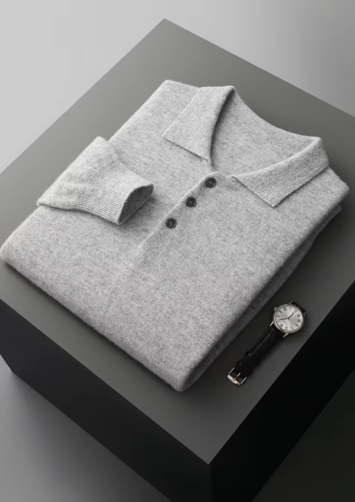 Wool Classic Polo Sweater for Men - Comfortable Knitwear for Casual Wear