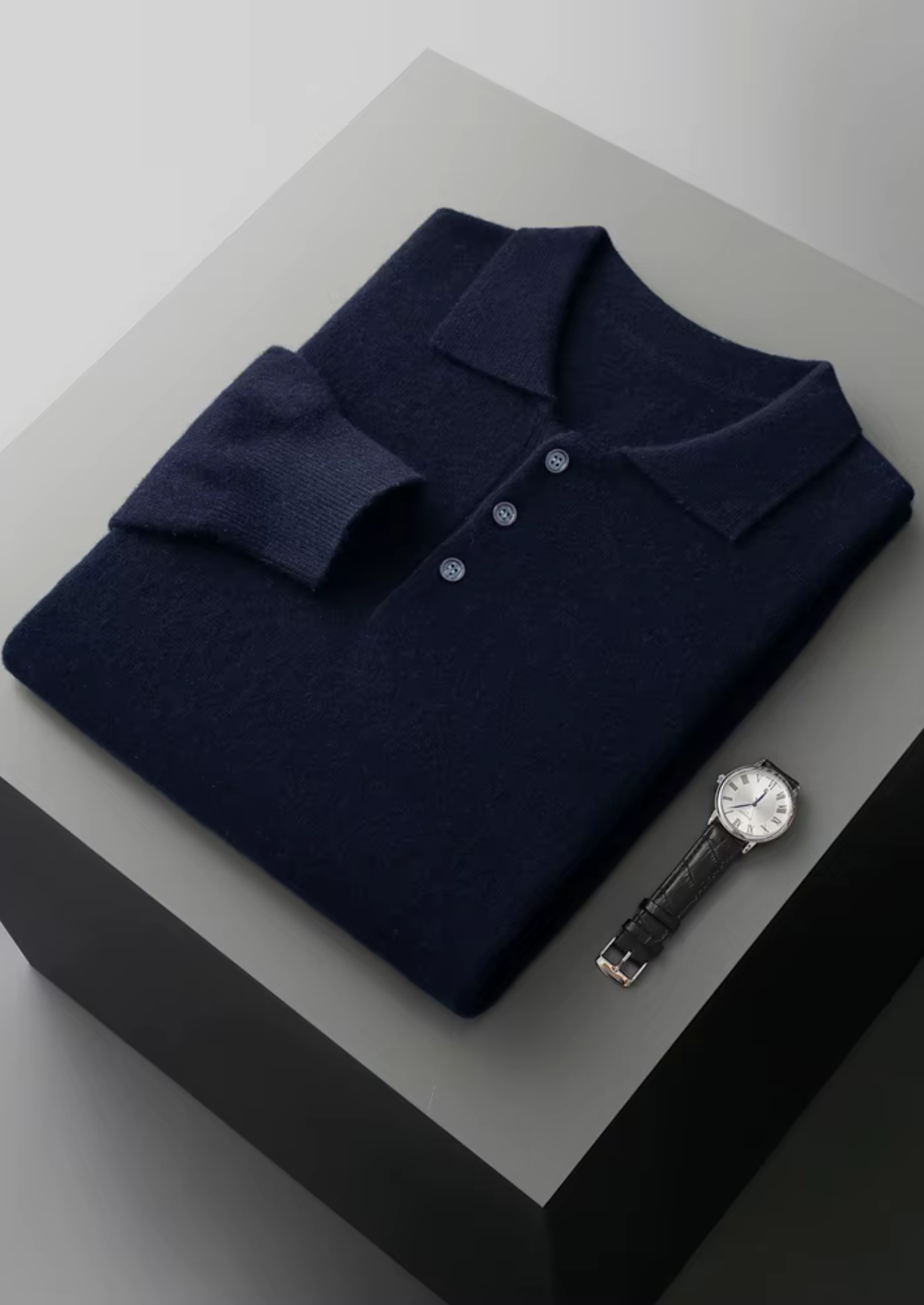 Wool Classic Polo Sweater for Men - Comfortable Knitwear for Casual Wear
