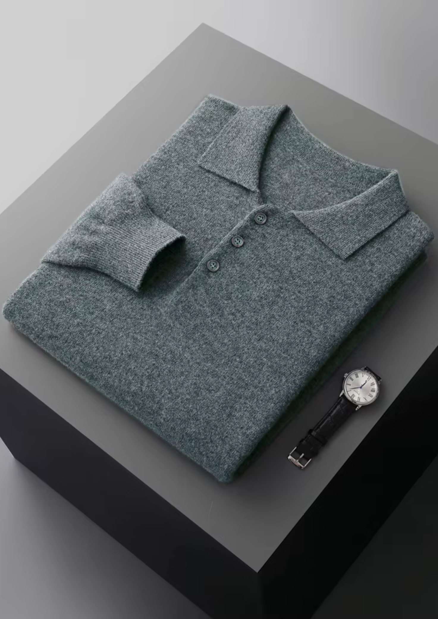 Wool Classic Polo Sweater for Men - Comfortable Knitwear for Casual Wear
